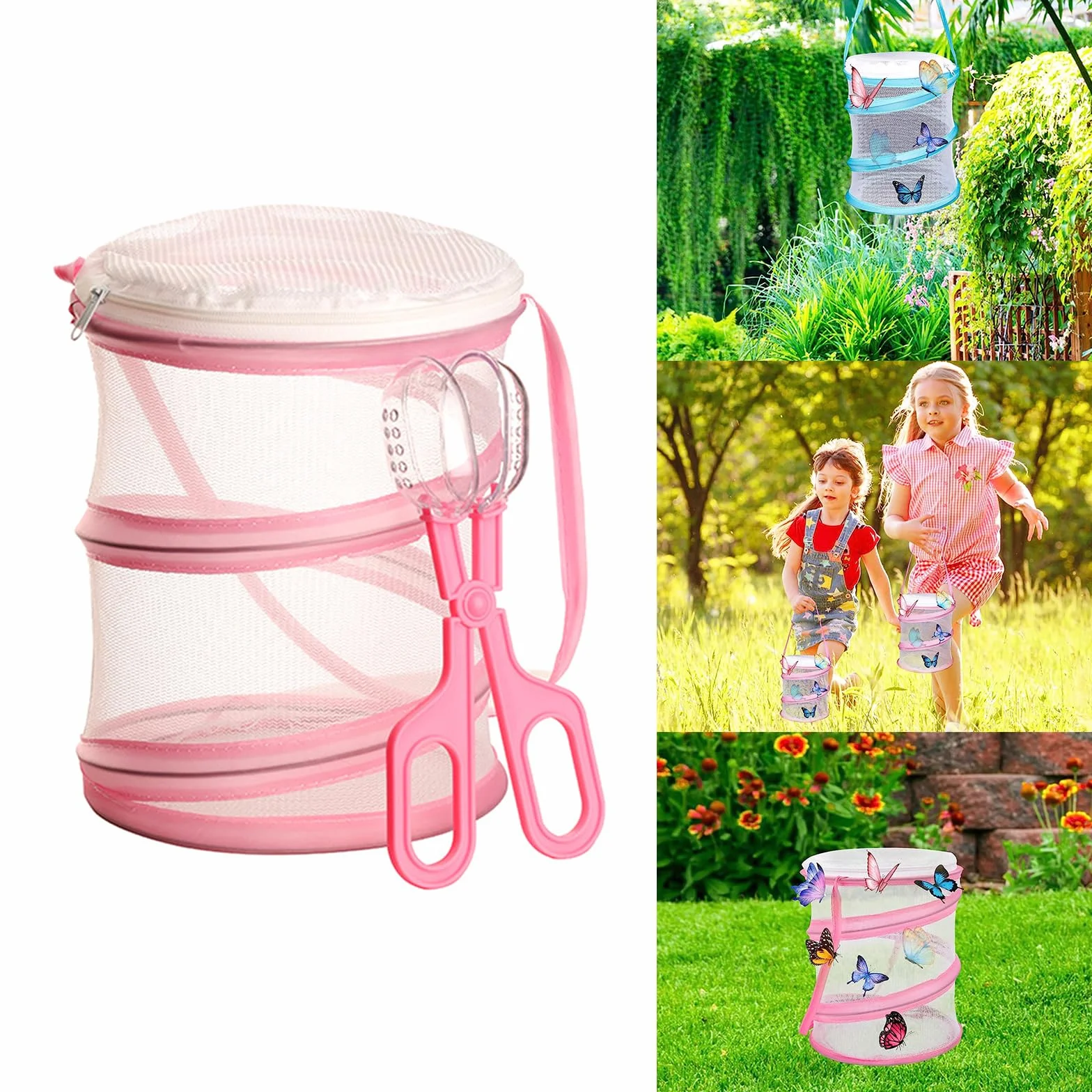 TAIZER Papillon Habitat Cage d'Insectes Pliable Portable Maille d'Élevage Bleu