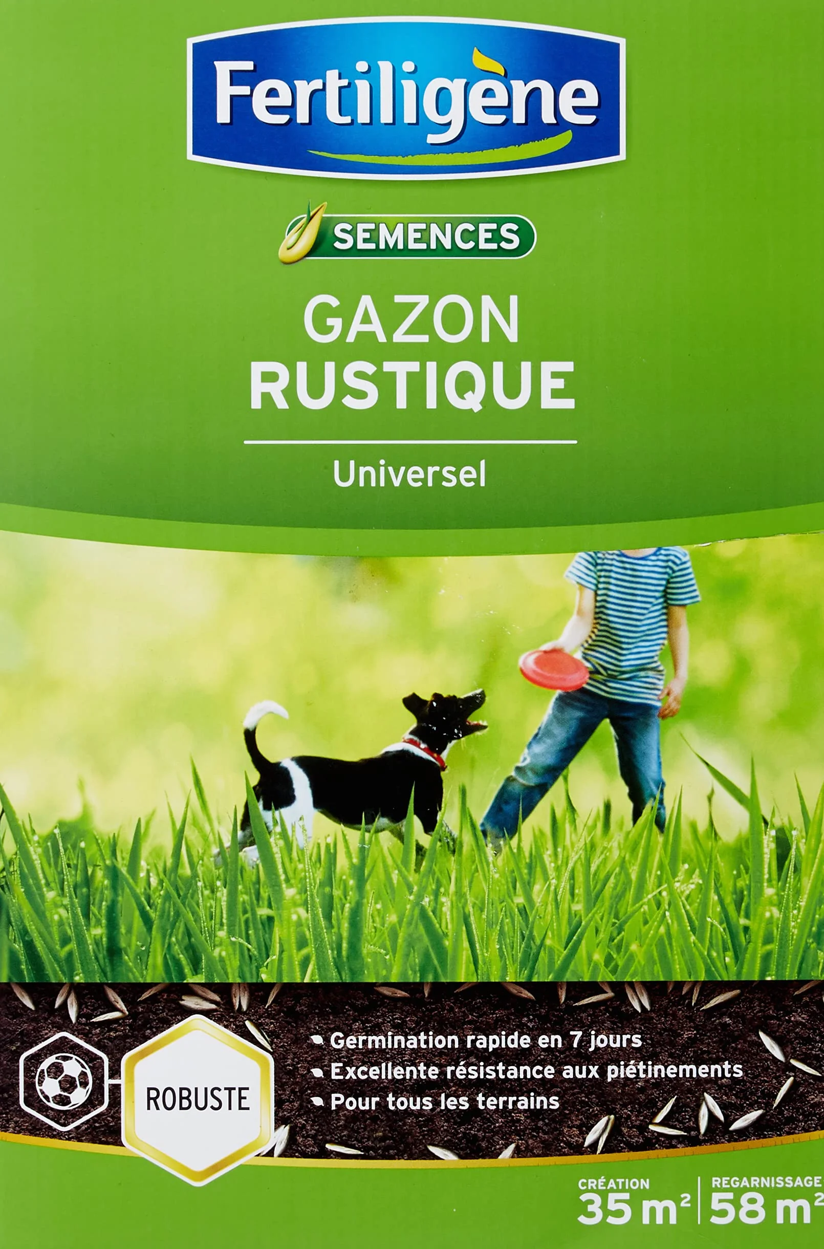 FERTILIGENE RUST35 Semences Gazon Rustique Universel 875 g Résiste aux piétinements 35 m²
