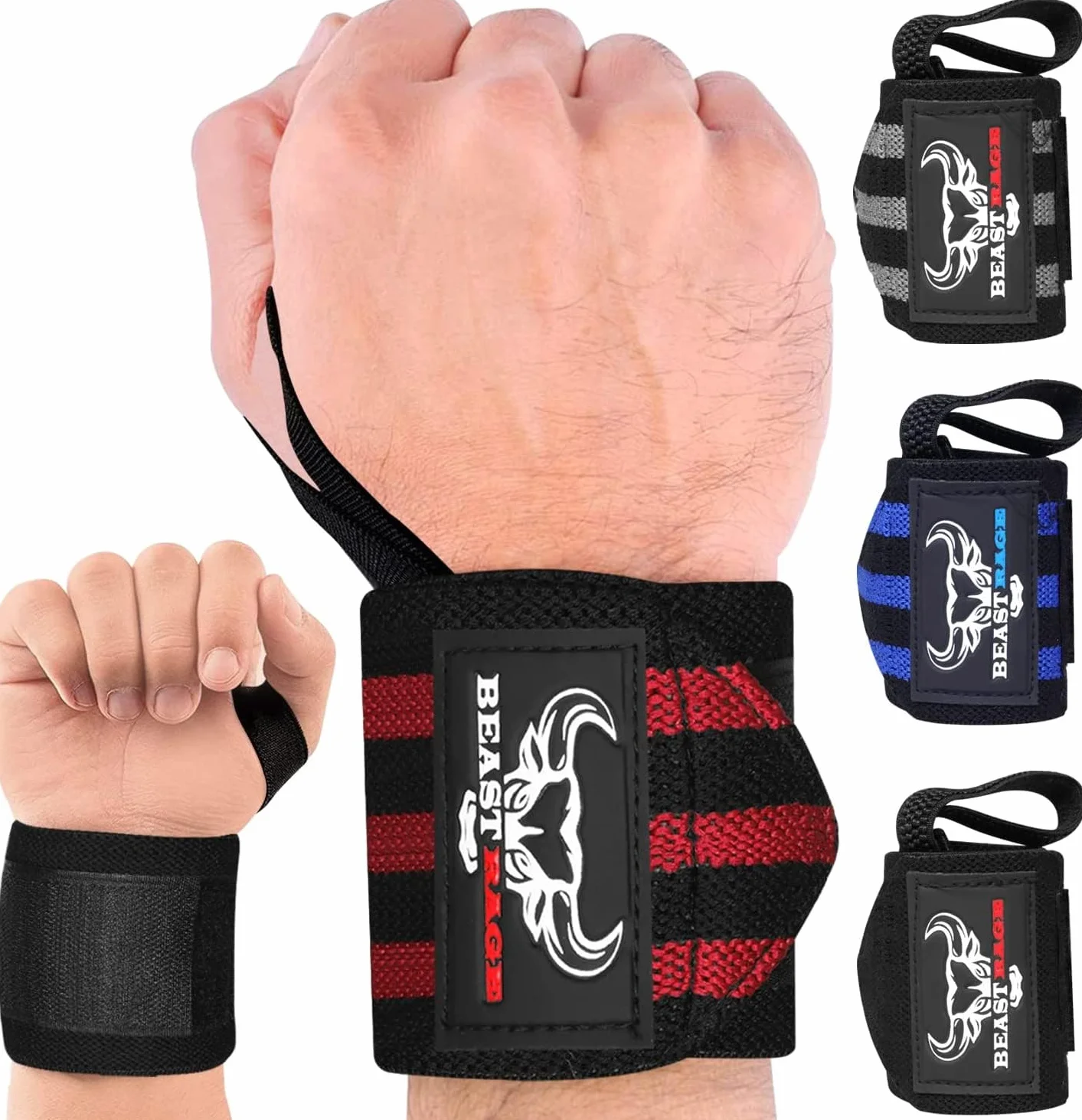 Beast Rage Gym Sangles d'haltérophilie pour fitness Sangle de support de poignet rembourrée en néoprène pour musculation, entraînement, sangle de traction, accessoires de fitness pour hommes et femmes