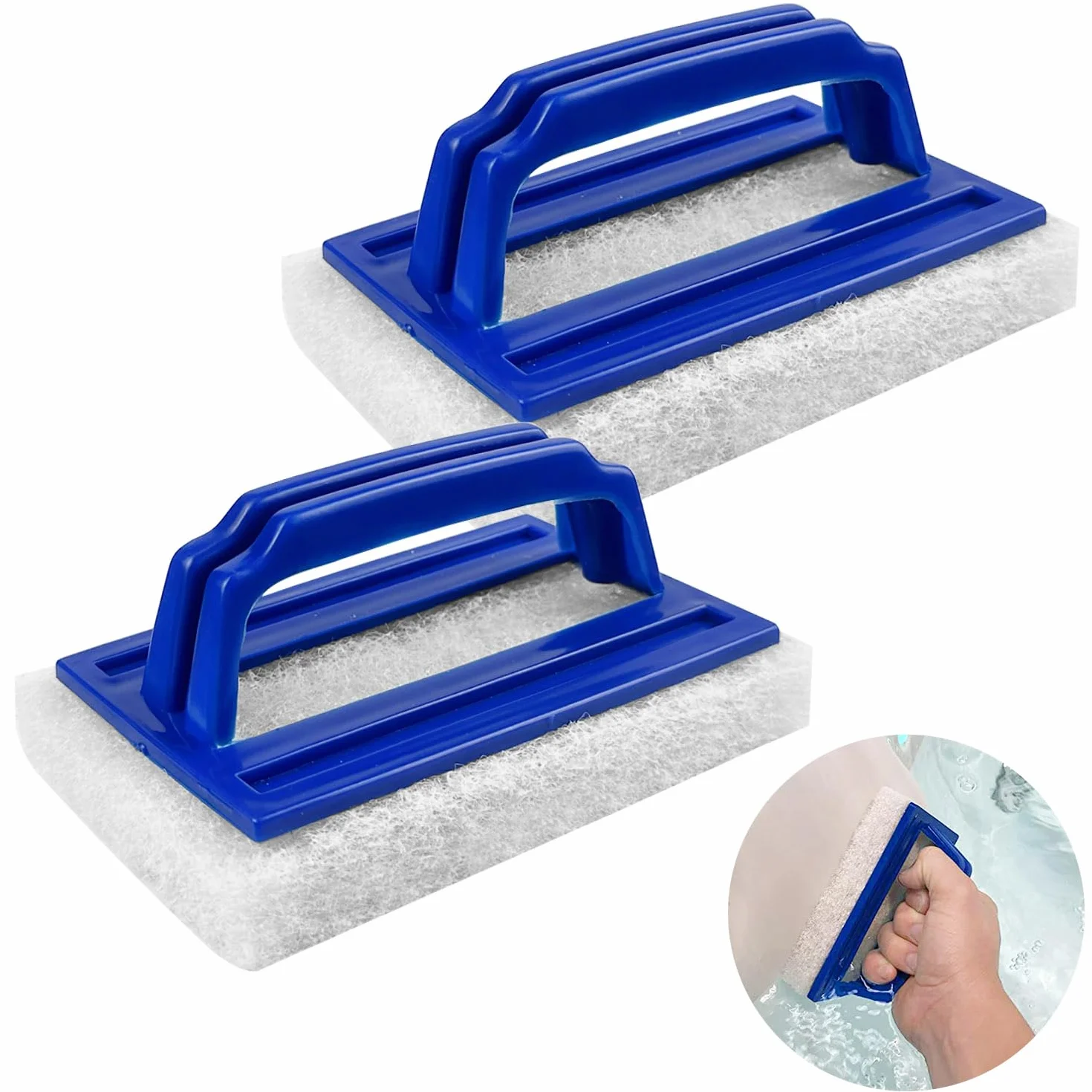 Éponge Magique Piscine Durable avec Poignée 2pcs Nettoyage Saleté Bleu