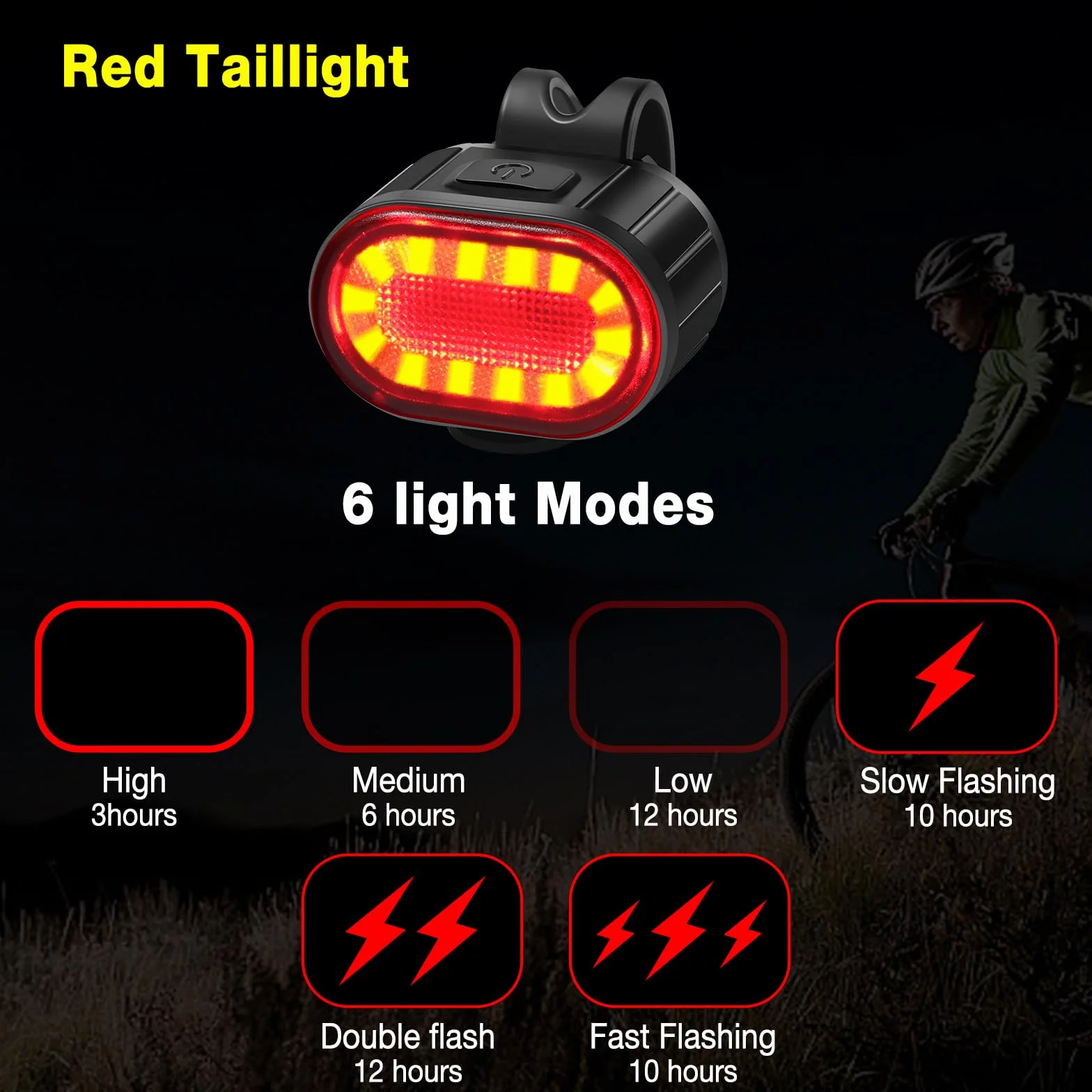 Oderra Lumiere Velo, Lampe Velo LED Puissantes Rechargeable USB, Forte Autonomie de La Batterie avec Modes Clignotement ou Fixe Étanche IPX4 Lumière Velo, Feux Avant et Arrière pour Vélos VTT