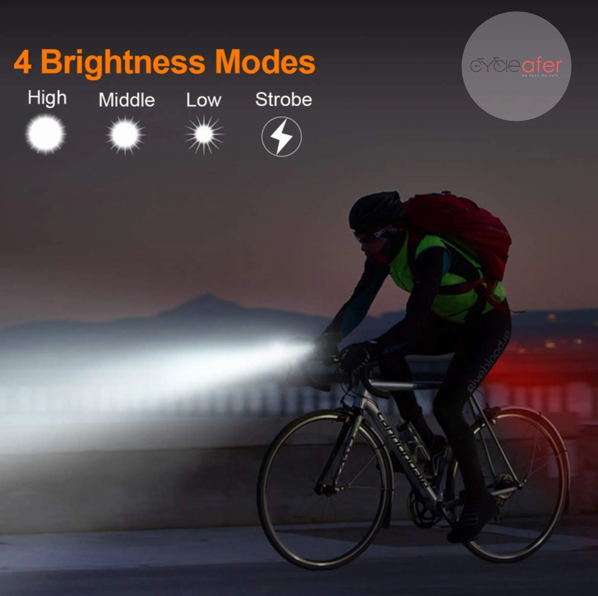 Cycleafer® Éclairage Vélo Bicyclettes VTT USB Rechargeable Avant & Arrière Ultra Puissant Lumineuses Parfait pour Augmenter la Sécurité des Cyclistes la Nuit Résistance à l'eau Facile Installer