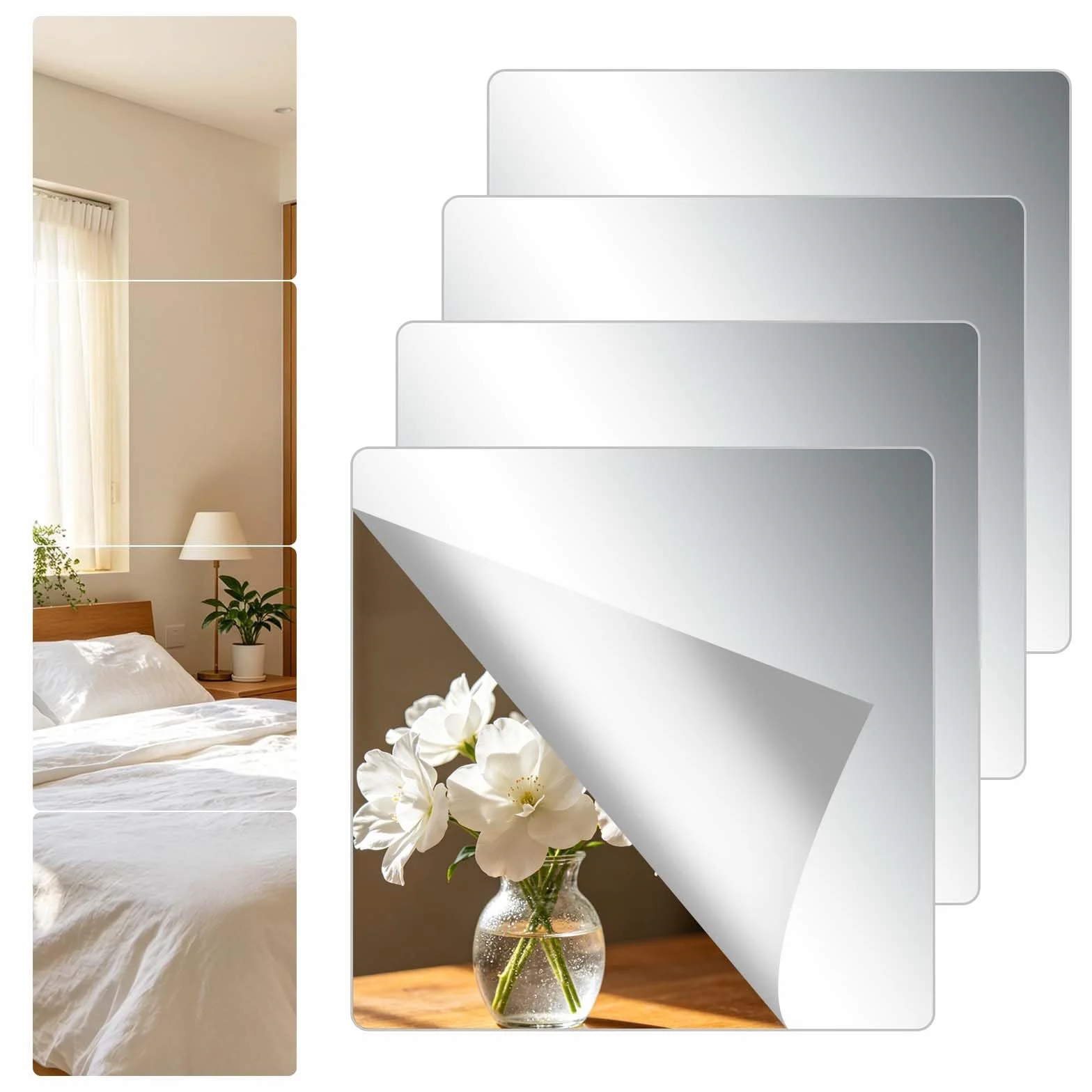 Miroirs Autocollants Incassables 25x25 cm Miroir a Coller