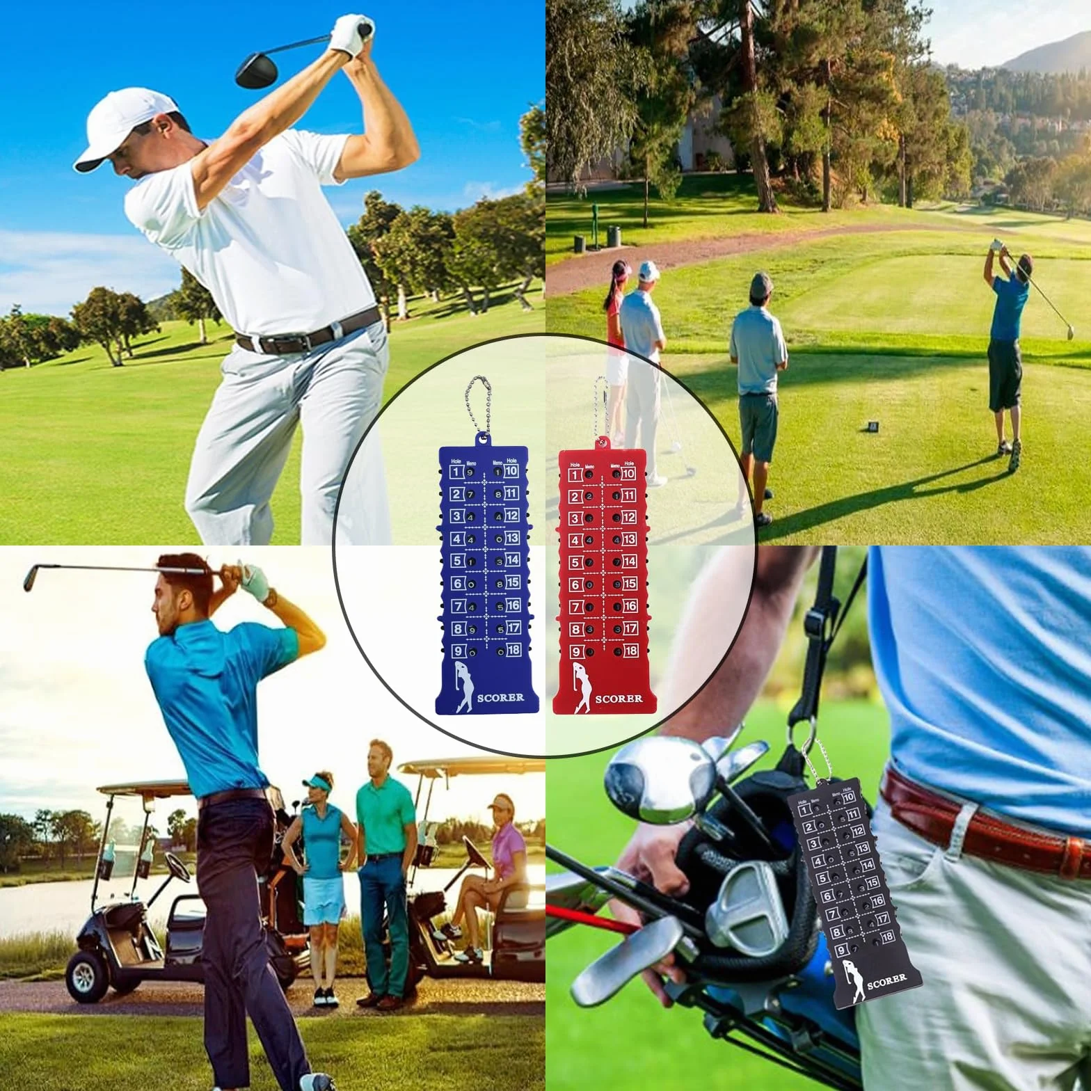 Compteur de Score de Golf 2 Pièces, Tableau de Bord 1 Bleu 1 Rouge, Accessoire Golf