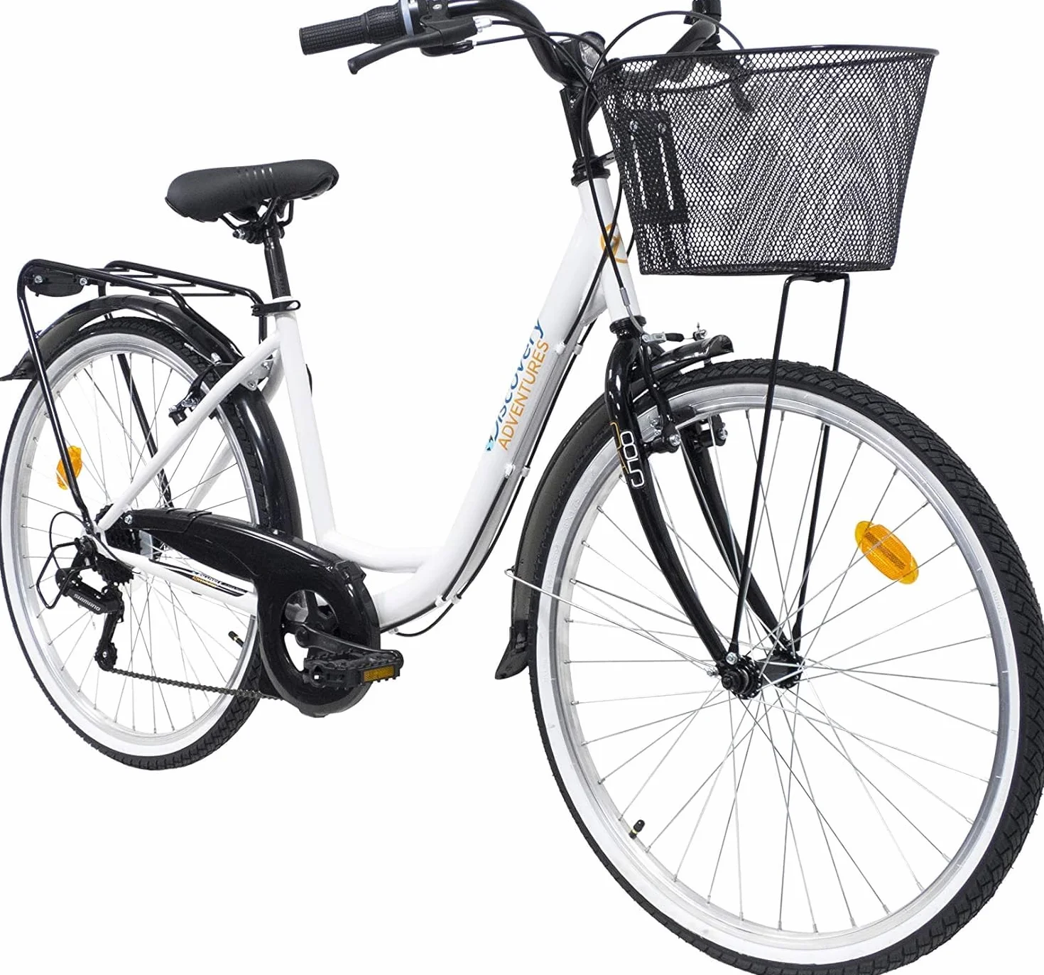 VTC 26' Femme Discovery Adventures - 6 Vitesses Shimano TY21 - Equipement City, Blanc