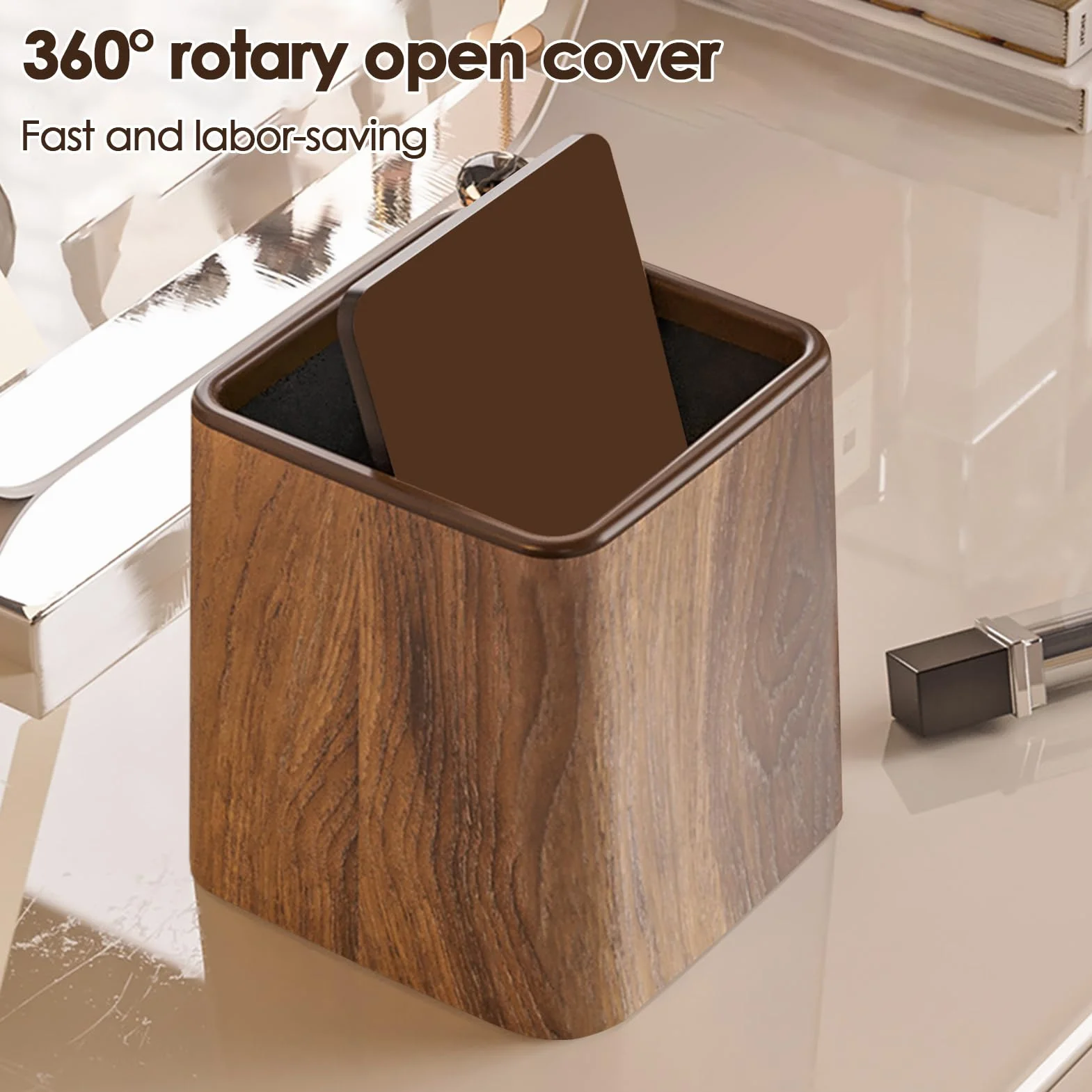 Poubelle De Chambre 14,7x14,7x15,3 Cm Corbeille À Papier Rétro Pour Maison Salle De Bain Bureau