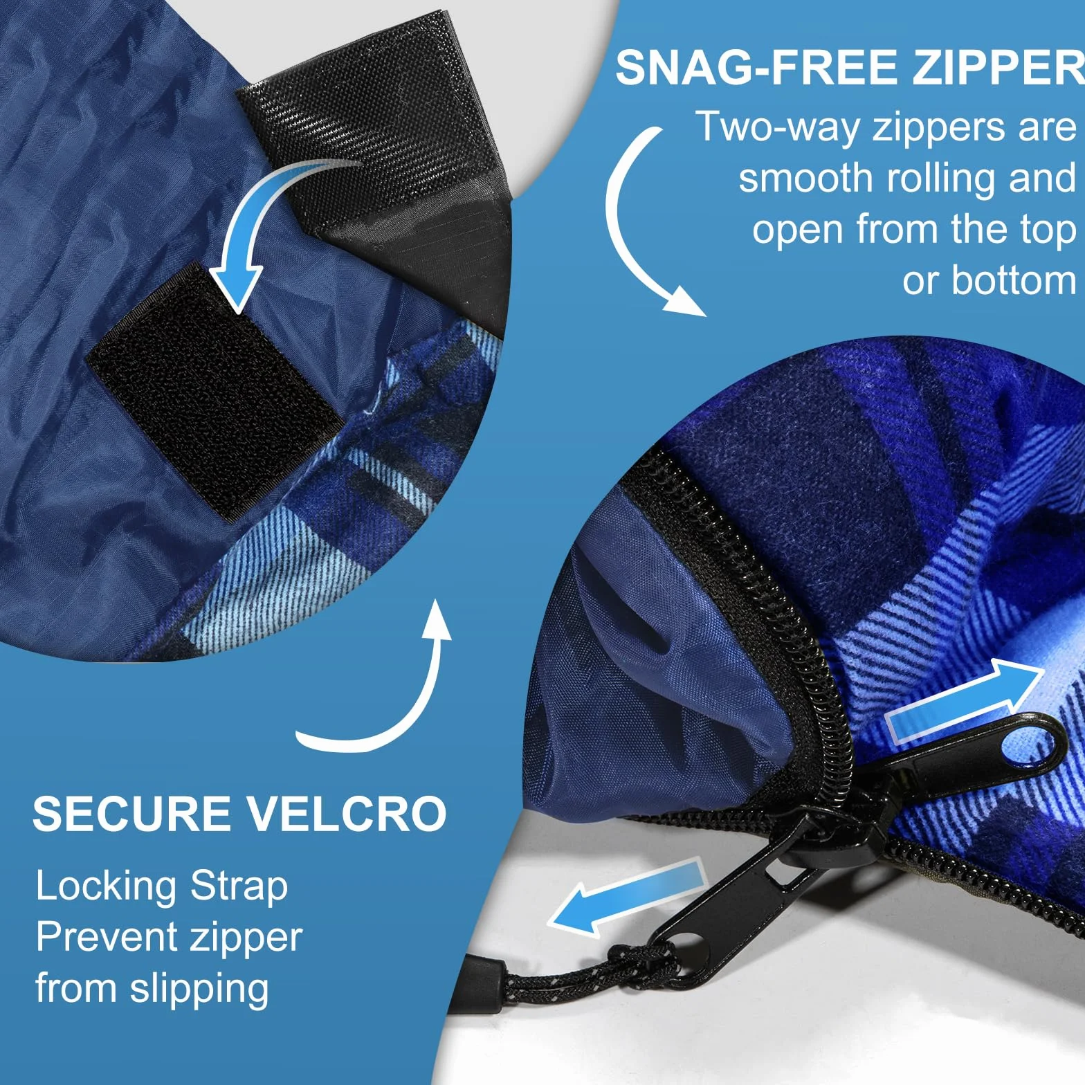 Sac de Couchage Double Grande Taille en Flanelle - 3 Saisons Léger - Famille/Couple - Idéal Camping, Extérieur & Intérieur - Sac de Compression Inclus