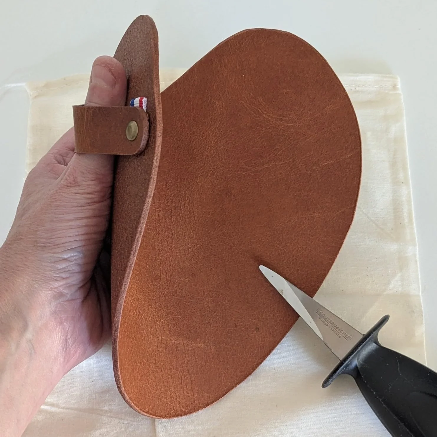 Gant à huître en Cuir véritable Fait Main France – Protège Main Artisanal Cadeau fête des pères