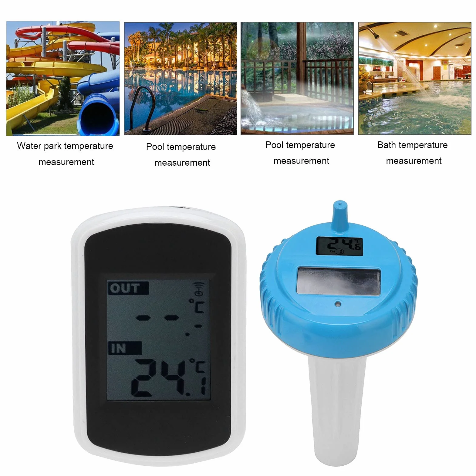 Thermomètre de Piscine ABS Flottant Solaire 8,7x3,5 Pouces