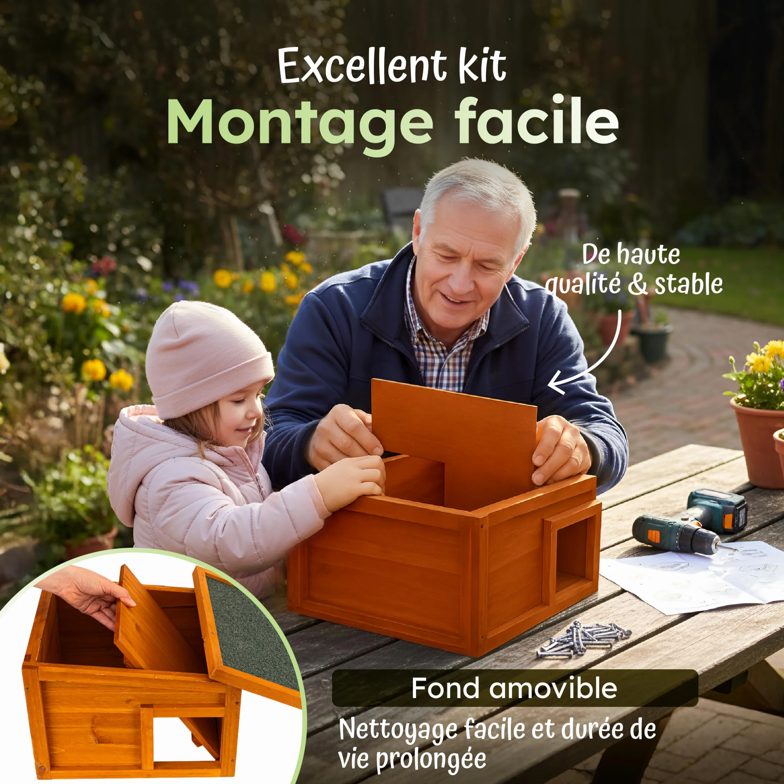 Moorland Cabane pour Hérissons en Bois FSC 40×34 cm – Maison Herisson Extérieur avec Toit Étanche & Amovible, Entrée Labyrinthe Ventilée – Modèle IH1