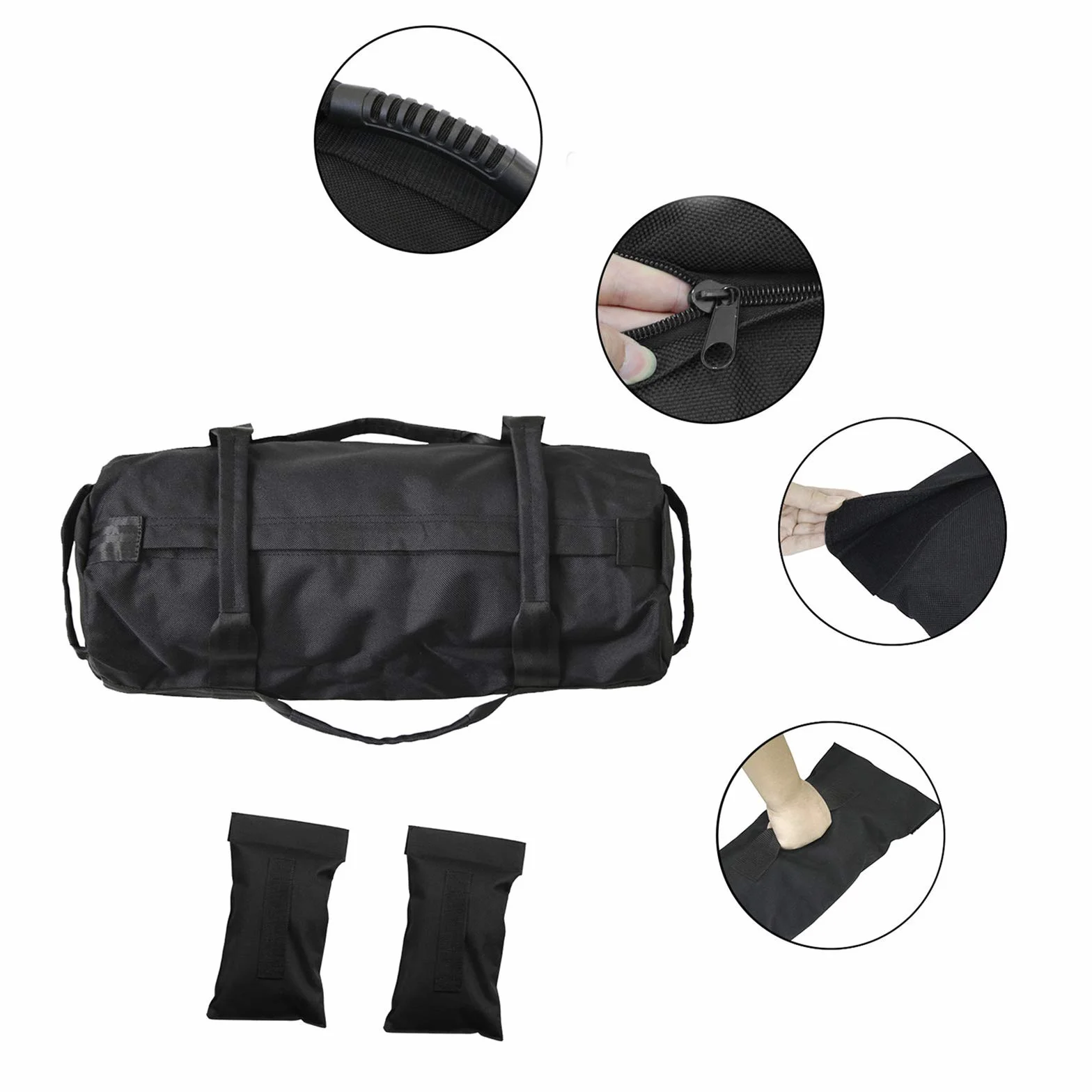 Namvo Sandbag Sac de Sable de Musculation réglable avec 4pcs Sacs de Remplissage pour Entraînements Croisés Noir