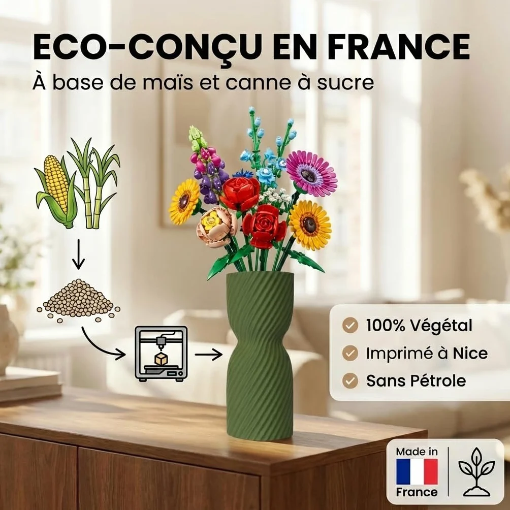 Vase pour Fleur Lego, Vase décoratif Lego Fleurs, Fabriqué en France