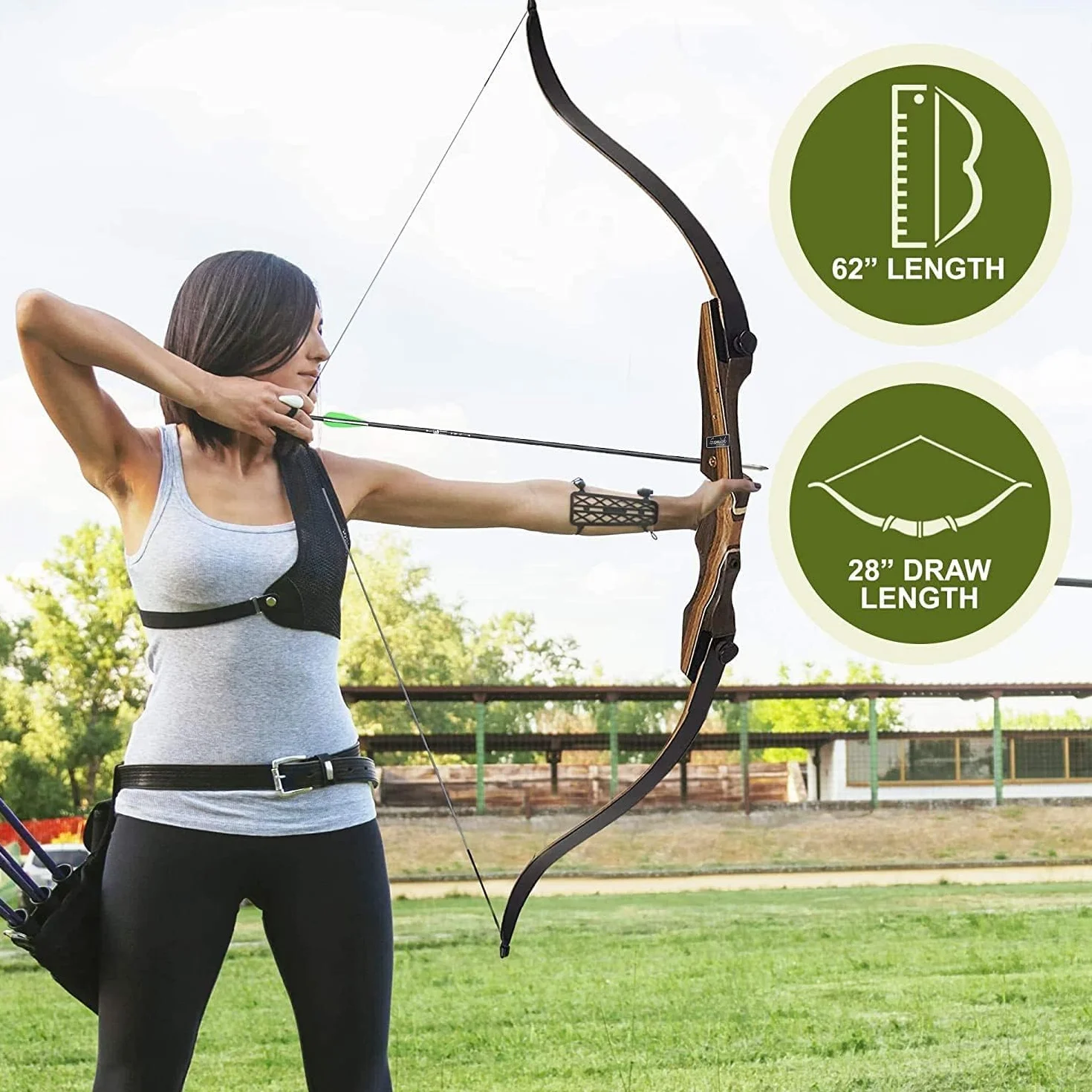 Samick Sage Takedown Recurve Bow 62" Arc de Chasse Débutant à intermédiaire pour Adulte et Jeune (30 LBS, Gaucher)