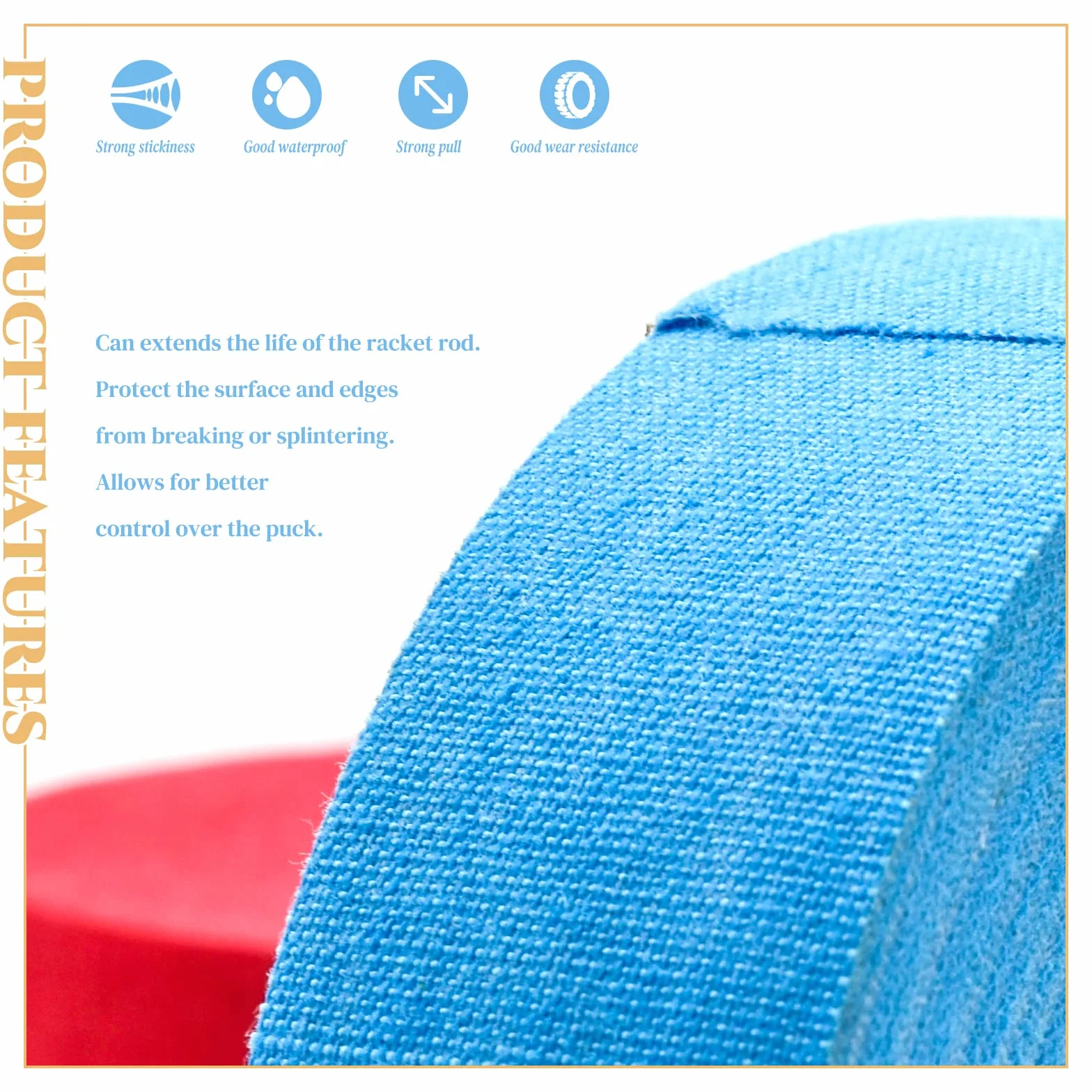 Ruban pour Crosse de Hockey antidérapant, Tissu Anti-Glisse, 2,5 cm x 25 m