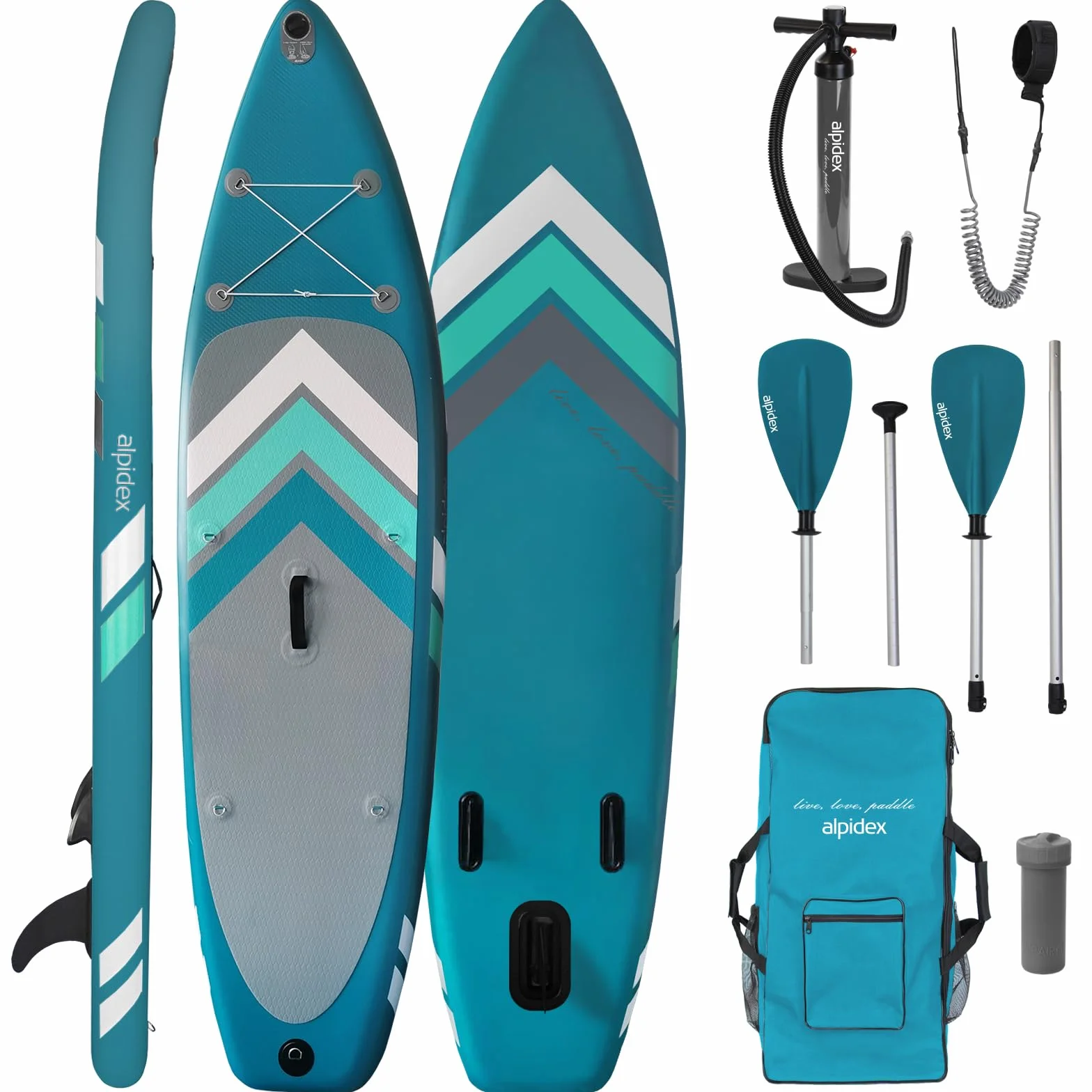 ALPIDEX Stand Up Paddle Board 305x76x15 cm Sup Planche Gonflable iSup Sac à Dos Pagaie Pompe à Double Action Laisse Max. 150 kg