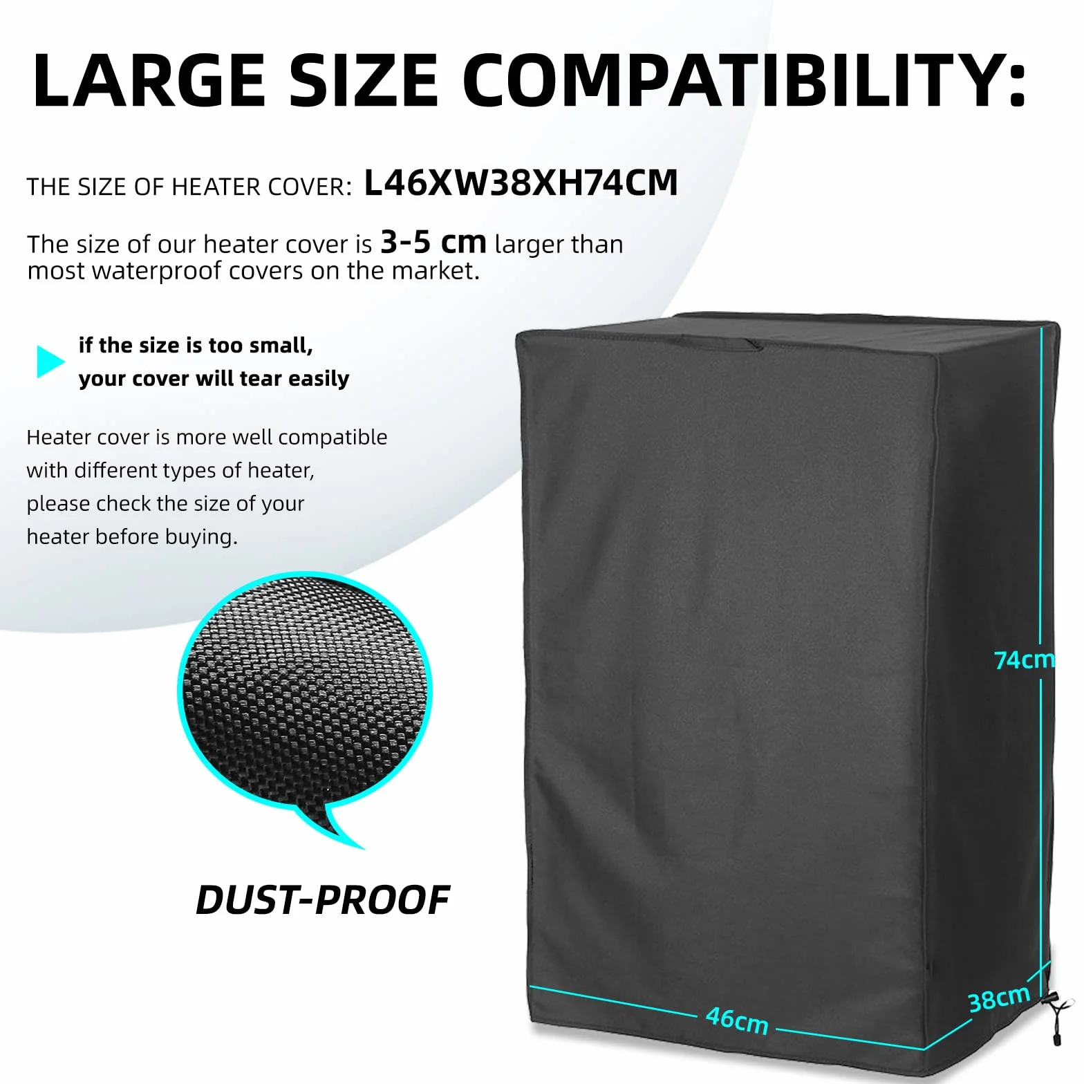 Bache de Protection Chauffage Gaz 46x38x74cm Imperméable Anti-Poussière