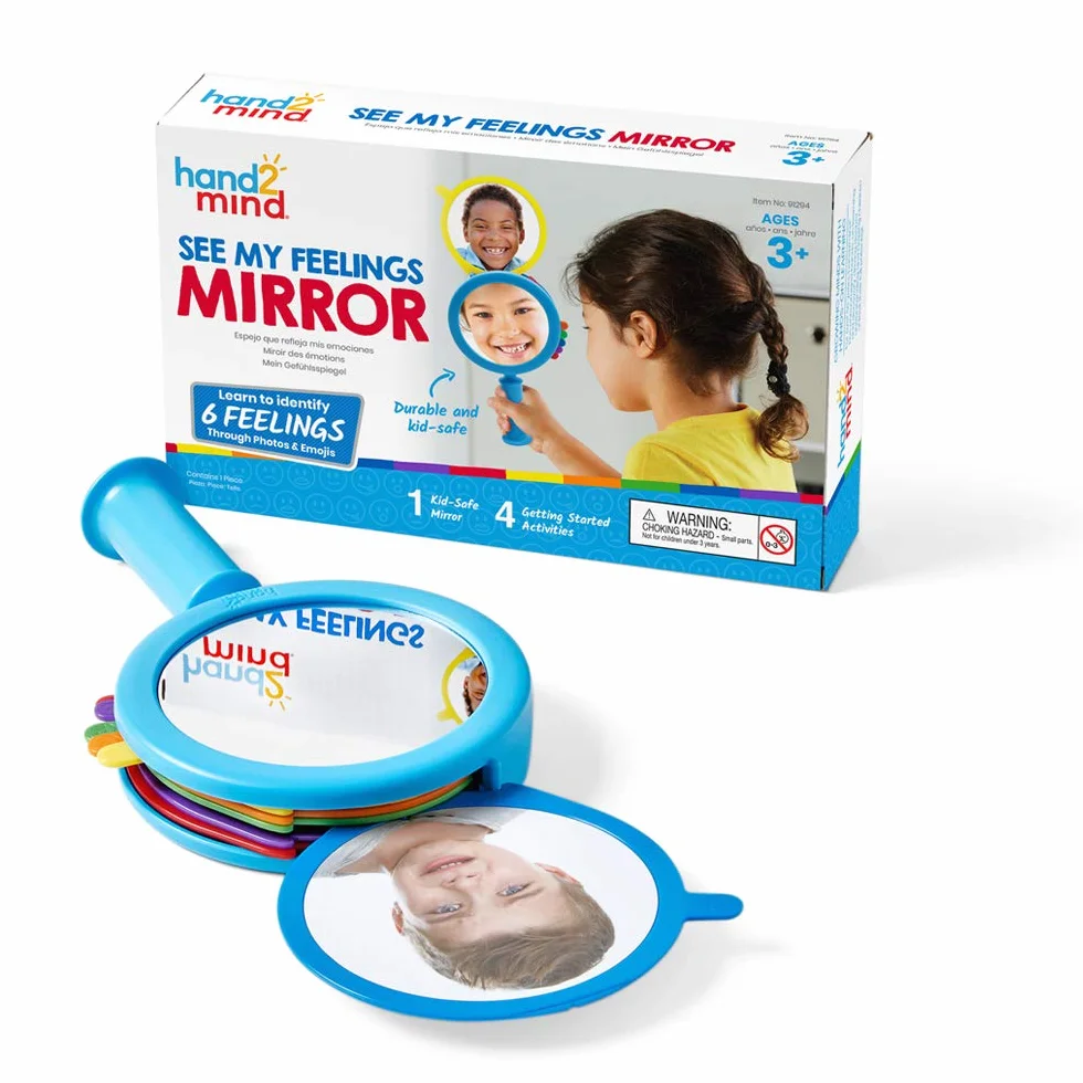 Learning Resources Miroir Éducatif 15 cm + Cartes Émotionnelles – Jeu Montessori Enfant 3 Ans+