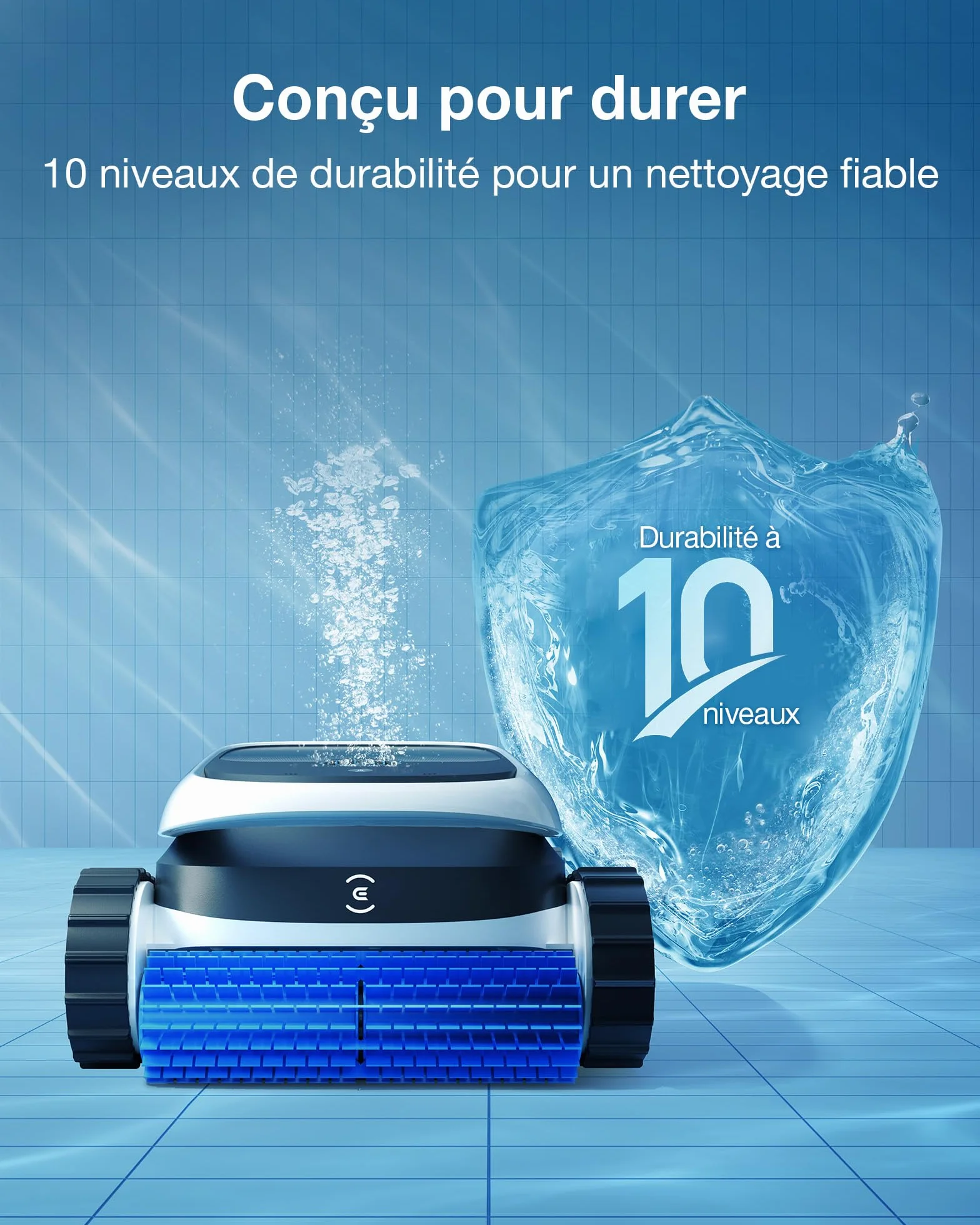 ECOVACS Ultramarine P1 Robot Piscine Nettoyage Fond et Parois, Aspirateur Piscine 180 Min, 180 m², 300 L/Min, Application, Filtre Double Couche, Navigation SmartNavi