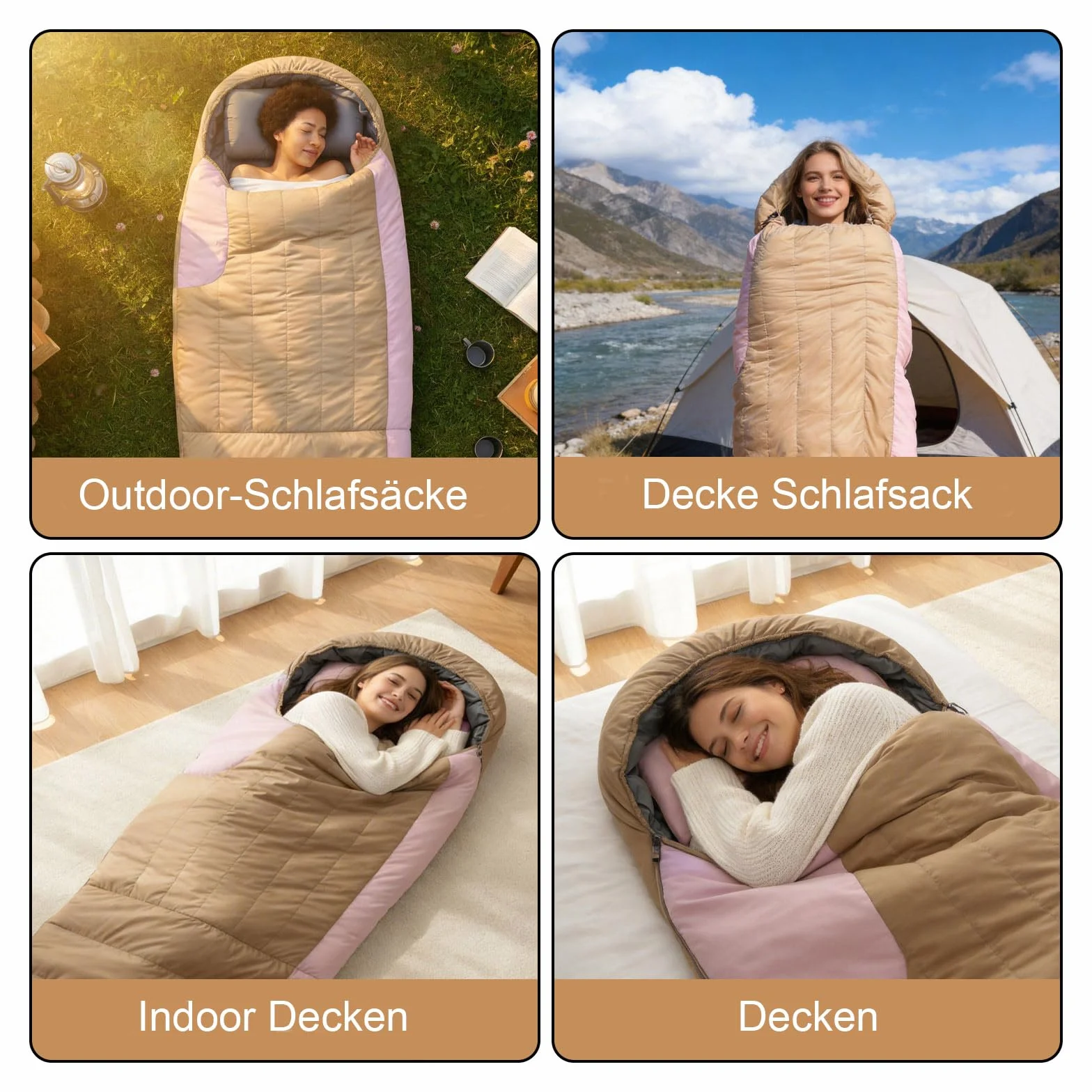 Sac de Couchage en Duvet, léger, Petit et Compact, pour Adultes et Enfants, idéal pour Le Camping, la randonnée et Le Trekking 3 Saisons, avec Un Duvet 680 FP.