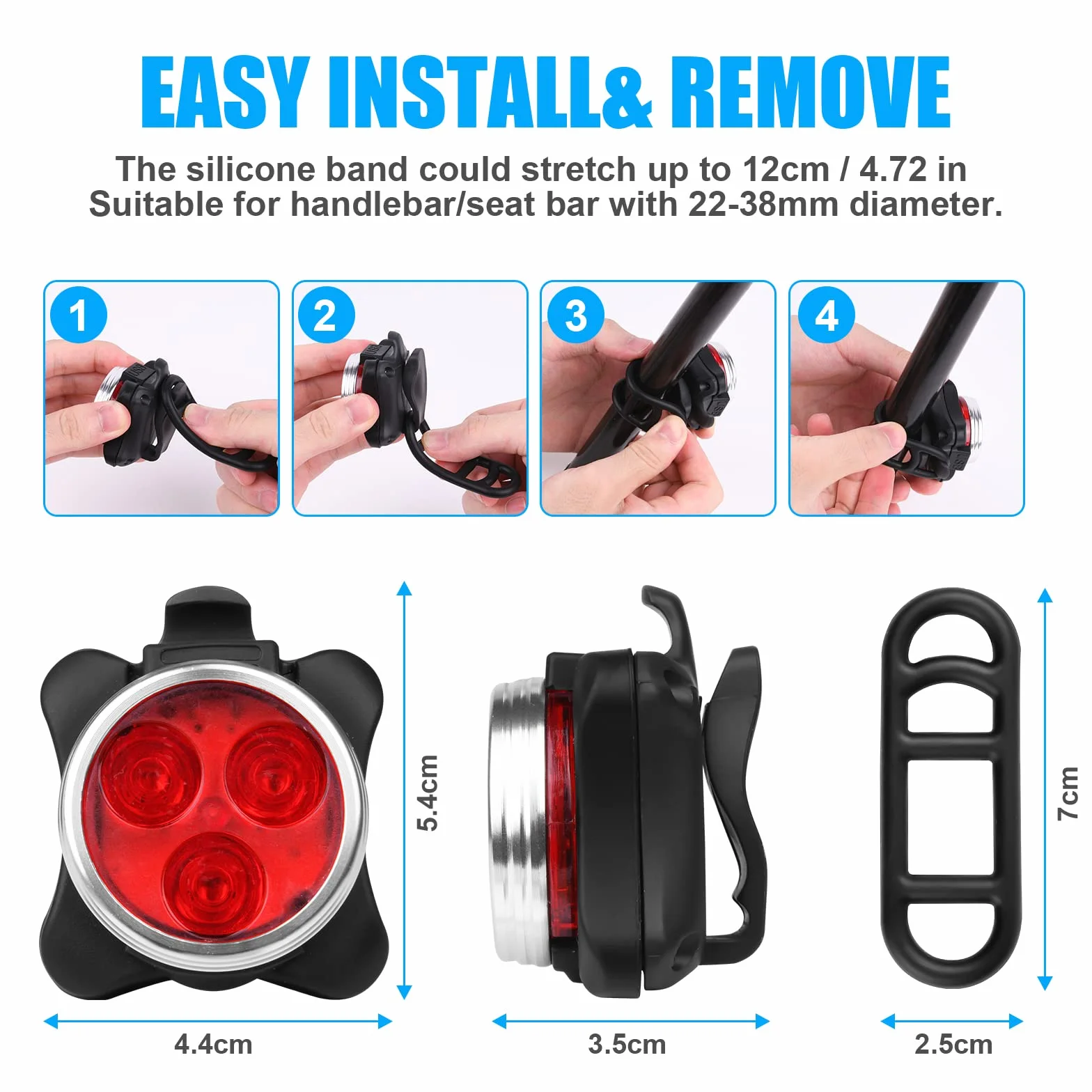 Flintronic Lumiere Velo Rechargeable Avant et Arrière, Lampe LED de Vélo, Kit Éclairage Vélo Éclairage USB Antichoc Impermeable Phare Lampe LED de Vélo pour VTT VTC Cycliste Poussette