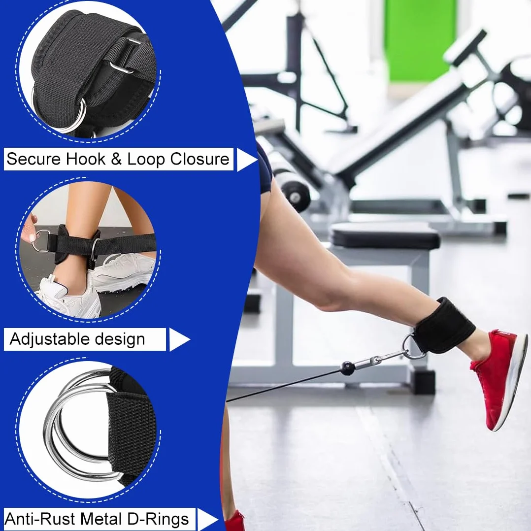 Chevillère à poulie rembourrée noire sangle de câble pour musculation fitness