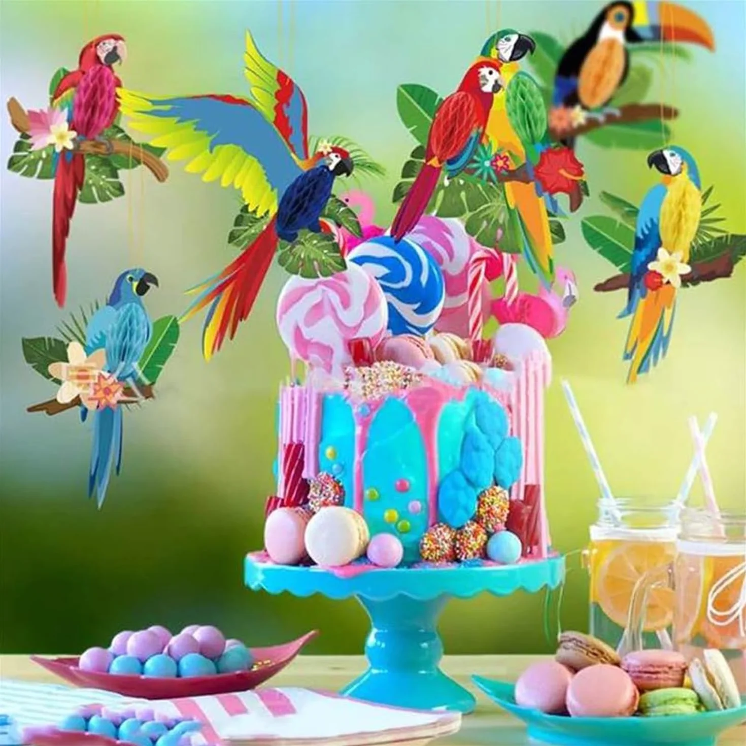 Lot de 9 découpes 3D en nid d'abeille oiseau tropical perroquet hawaïen décoration plage salle de classe jungle