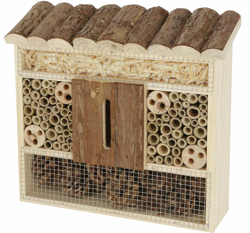 Kerbl Hôtel à Insectes Naturel Bois 29x8x28cm pour Guêpes Fouisseuses Abeilles Sauvages Fourmis Coléoptères