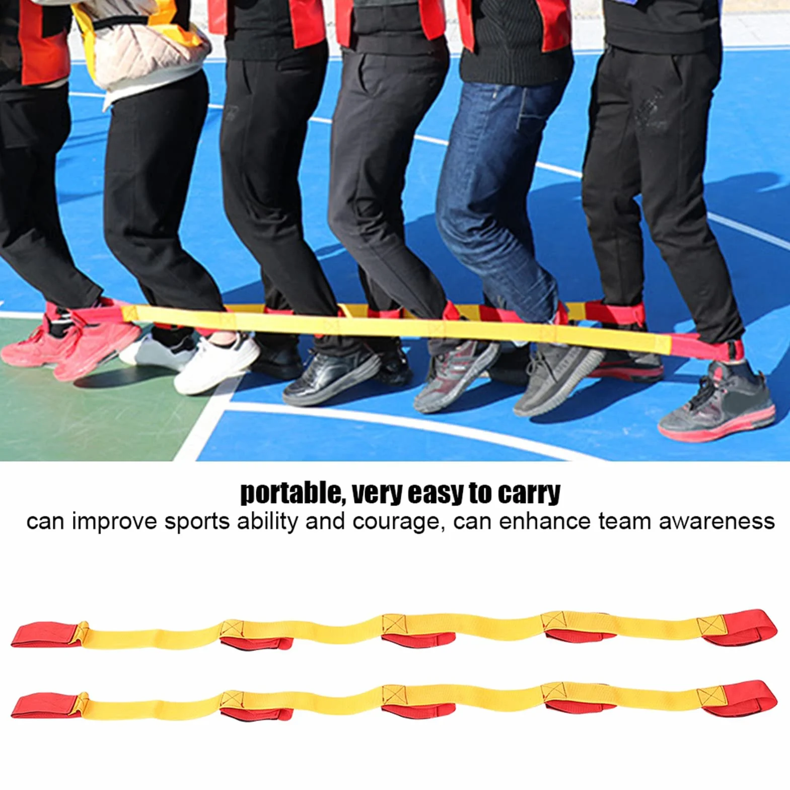 VGEBY1 2Pcs À Bandes De Course Bandes, 3/5/8 Personne Tissé Équipe Attache Bande De Course Formation Props Strap Équipe Jeux Sangles de Pied(5 Personnes)