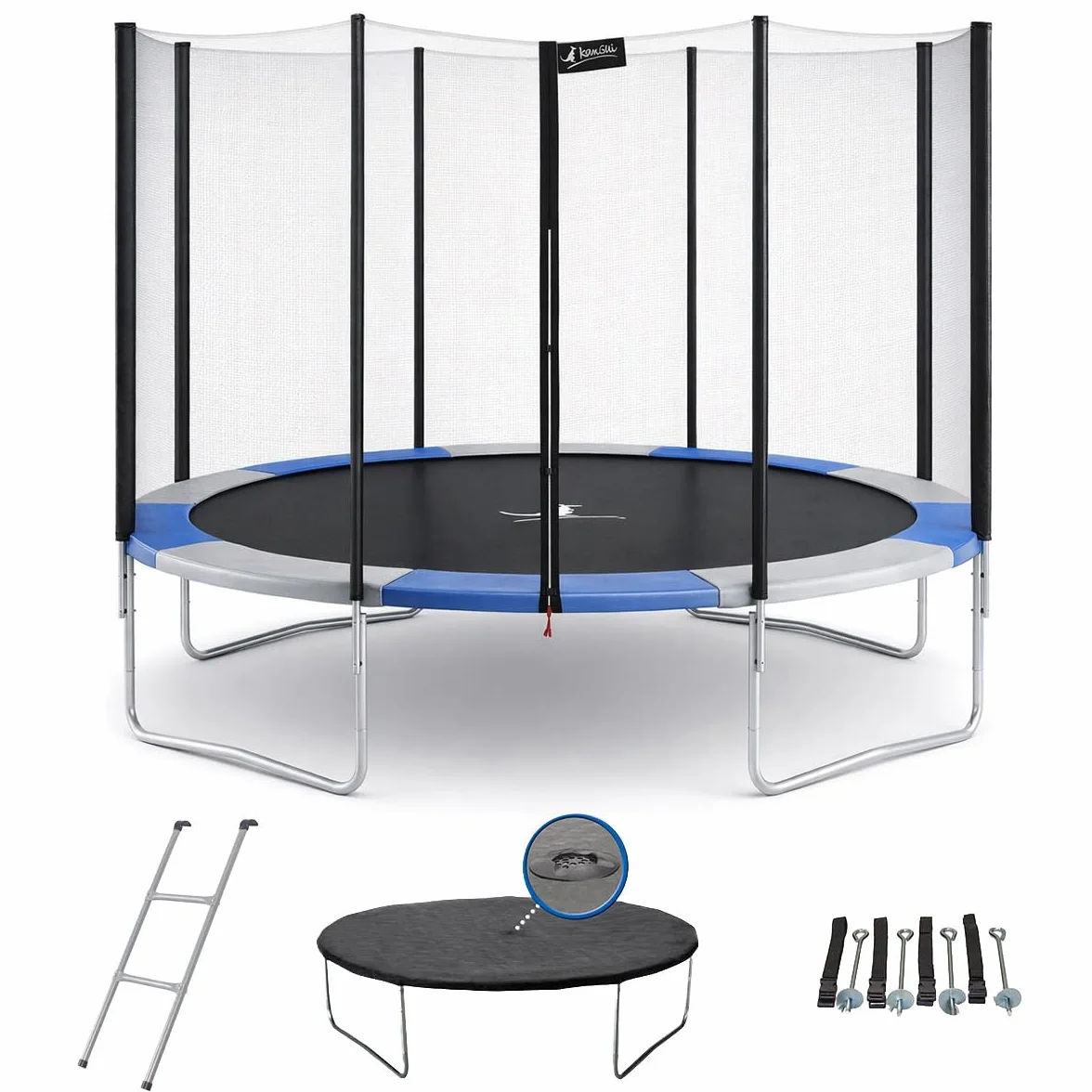 Trampoline rond RALLI avec filet, échelle et bâche de protection