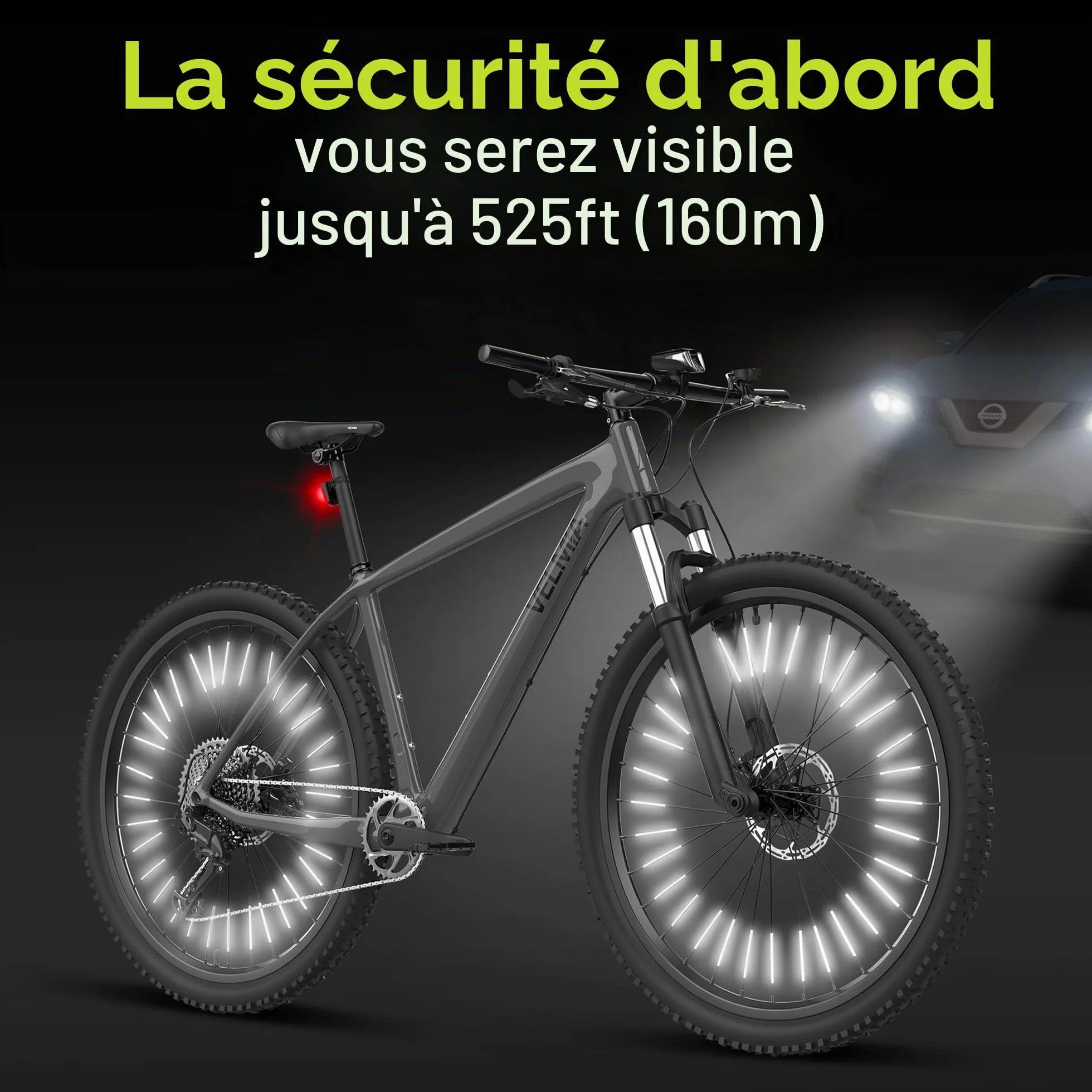 VELMIA Réflecteurs de Rayons [36 pièces] - 360° Visibilité et Montage Facile – Catadioptres pour vélos composés de matière réfléchissante
