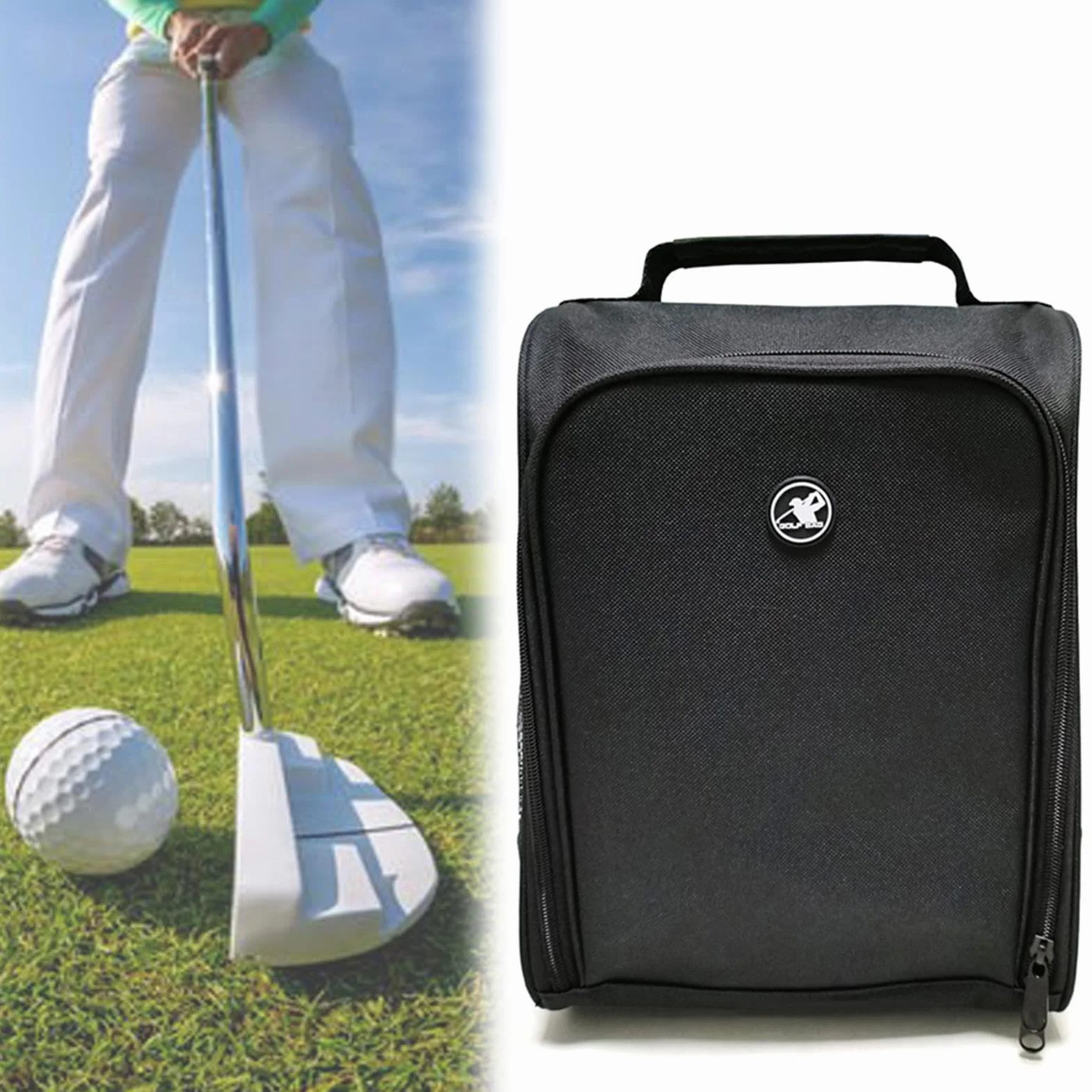 Sac de transport de chaussures de golf avec fermeture éclair et ventilation, grand sac de rangement