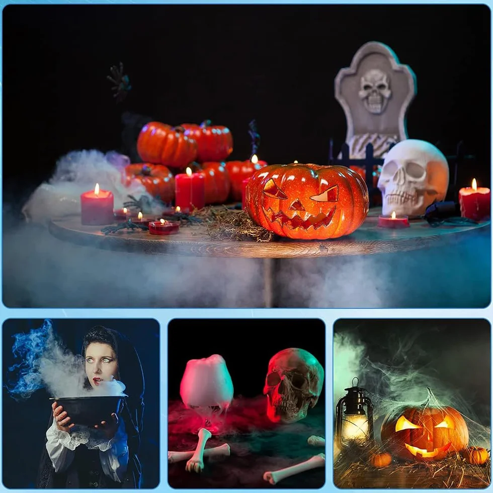 Brumisateur Ultrason Machine à Fumée Halloween 12 LED Colorées Mist Maker Protection Anti Flotteur