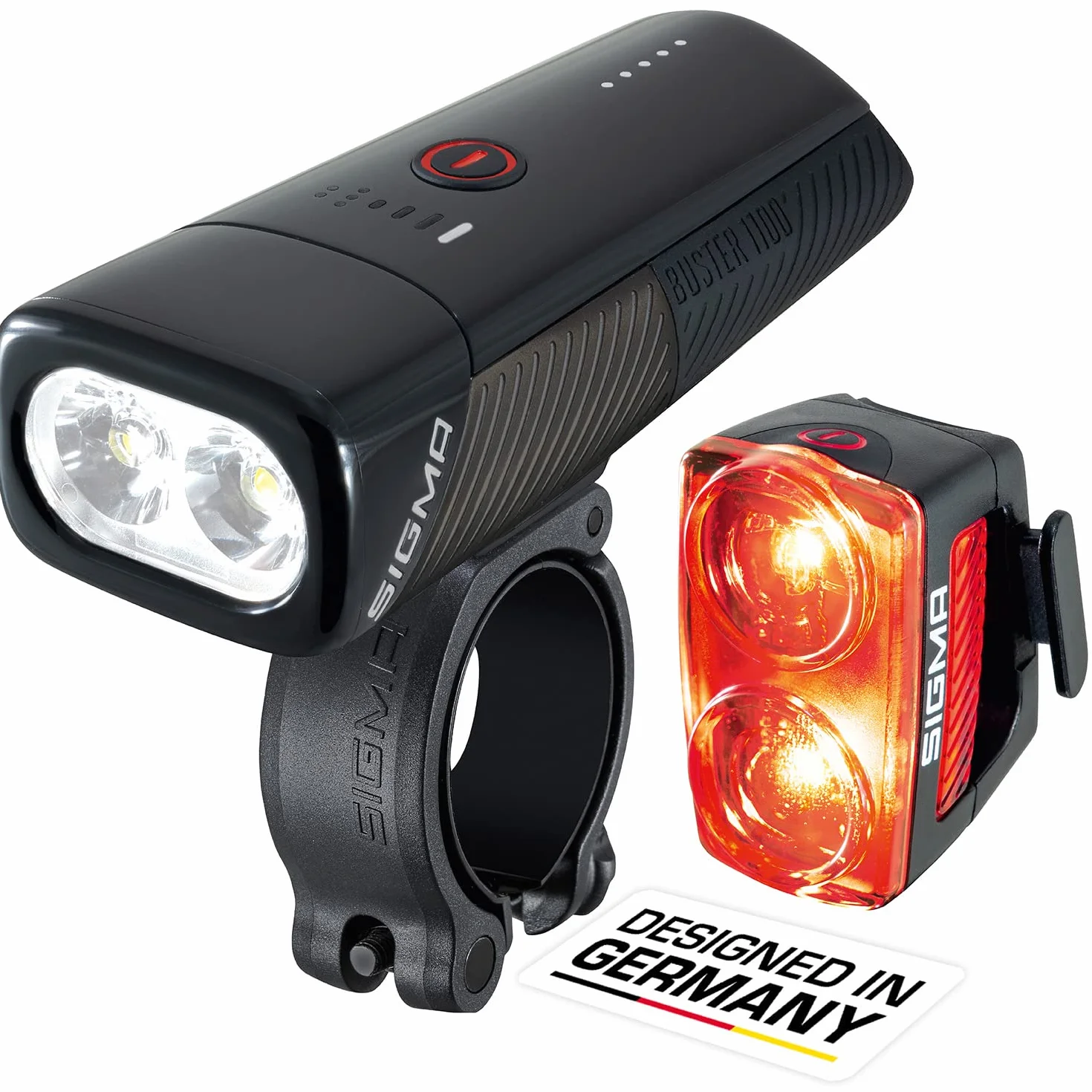 SIGMA Sport - Buster 1100 | Éclairage vélo Avant de 1100 lumens | Lumière Avant Rechargeable avec Cinq Modes d'éclairage | avec Fonction « Quick Release » pour Fixation Rapide