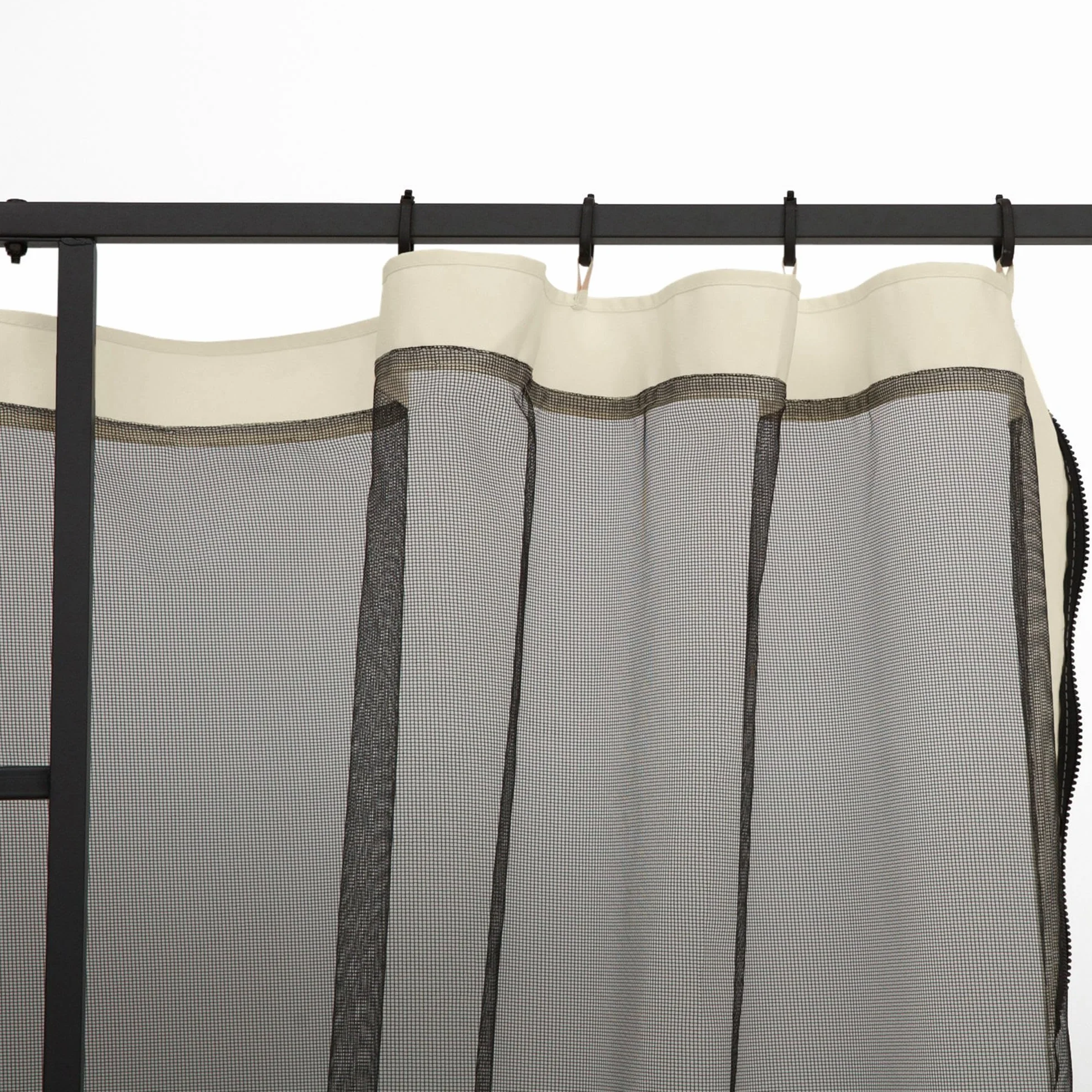 Outsunny Moustiquaires pour tonnelle Barnum pavillon de Jardin 3 x 3 m - Lot de 4 moustiquaires zippées + Crochets d'attaches - Polyester Nylon - Noir et crème