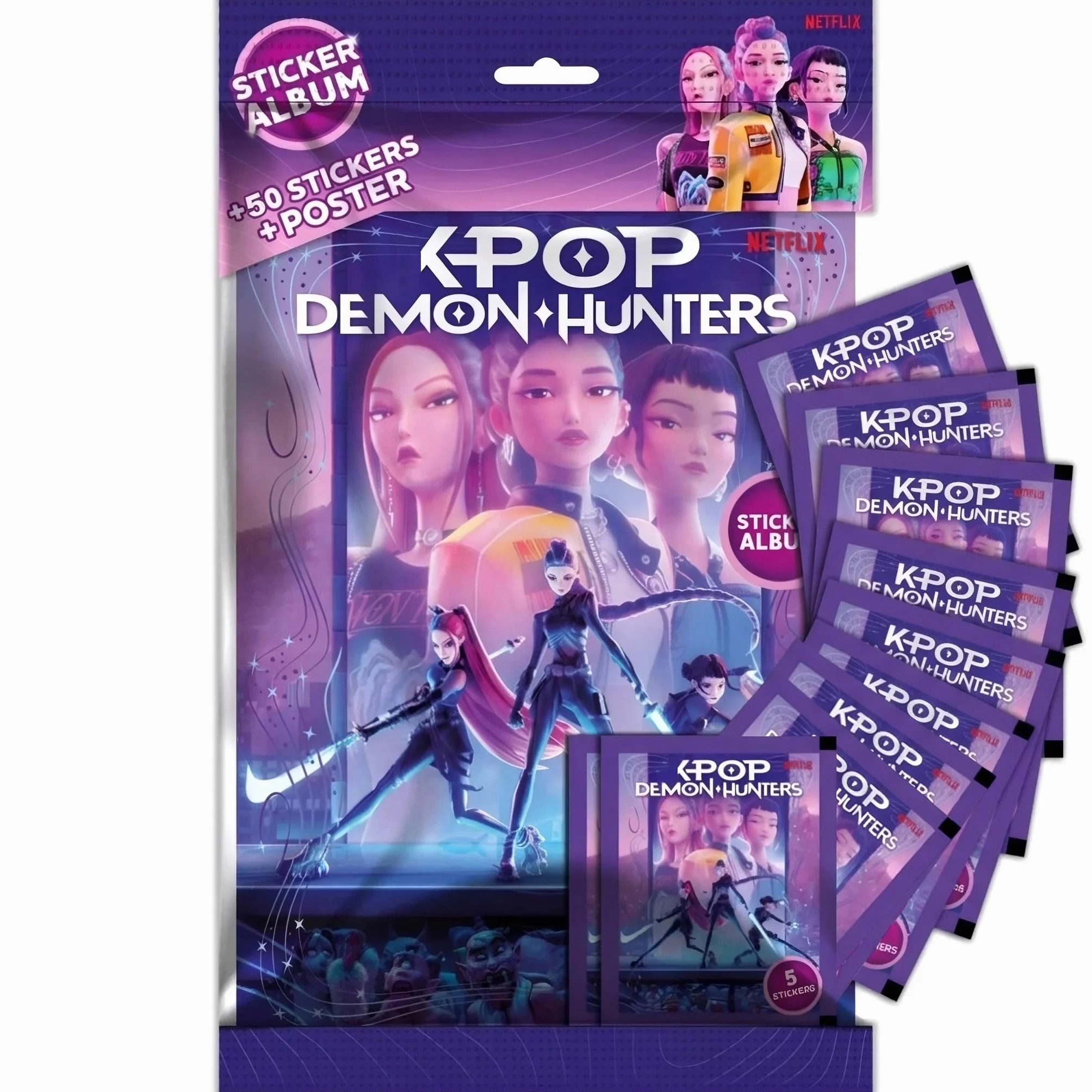 KPOP DEMON HUNTERS Album + 10 Pochettes de Figurines + Poster - Pack de démarrage