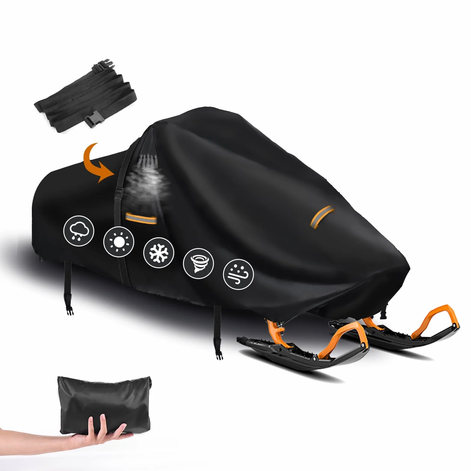 Housse de motoneige en tissu Oxford 420D robuste avec boucles coupe-vent pour Polaris Ski-Doo Arctic Cat Yamaha