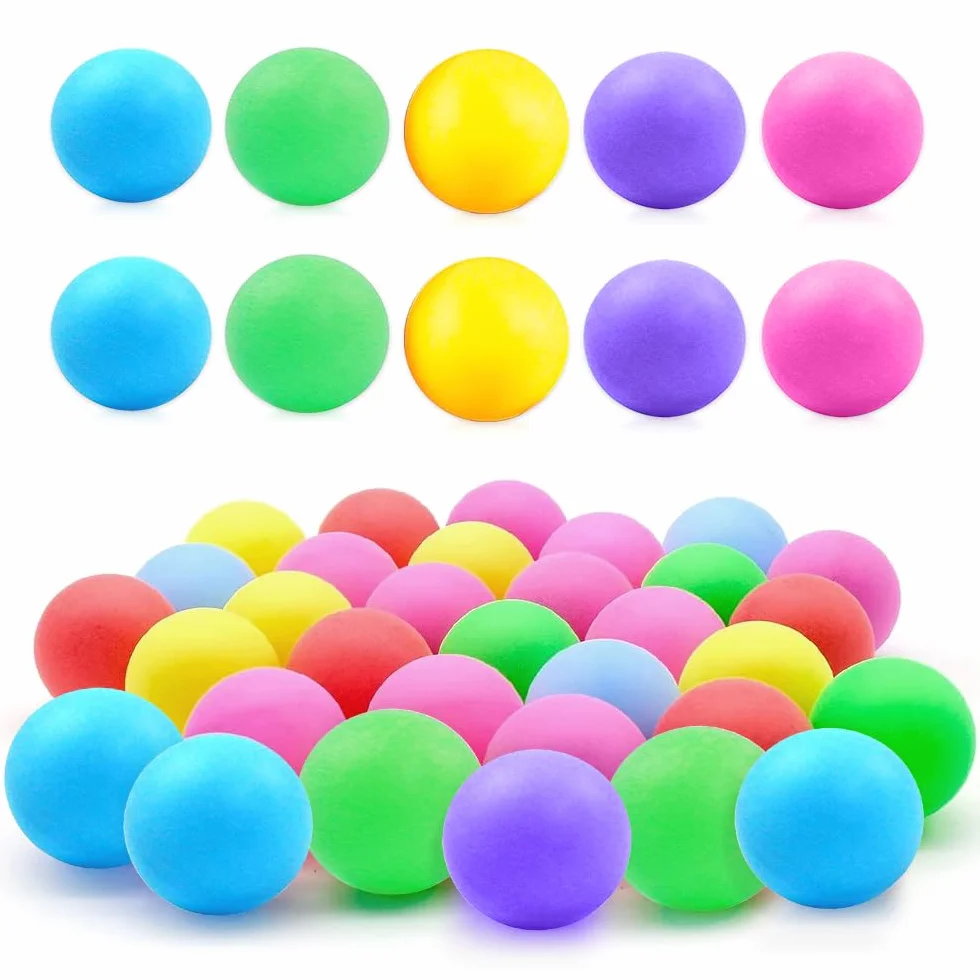 50 Balles de Ping-Pong de Couleurs Mélangées, 40 mm, de Première Qualité pour Entraînement, Divertissement et Décoration Artisanale