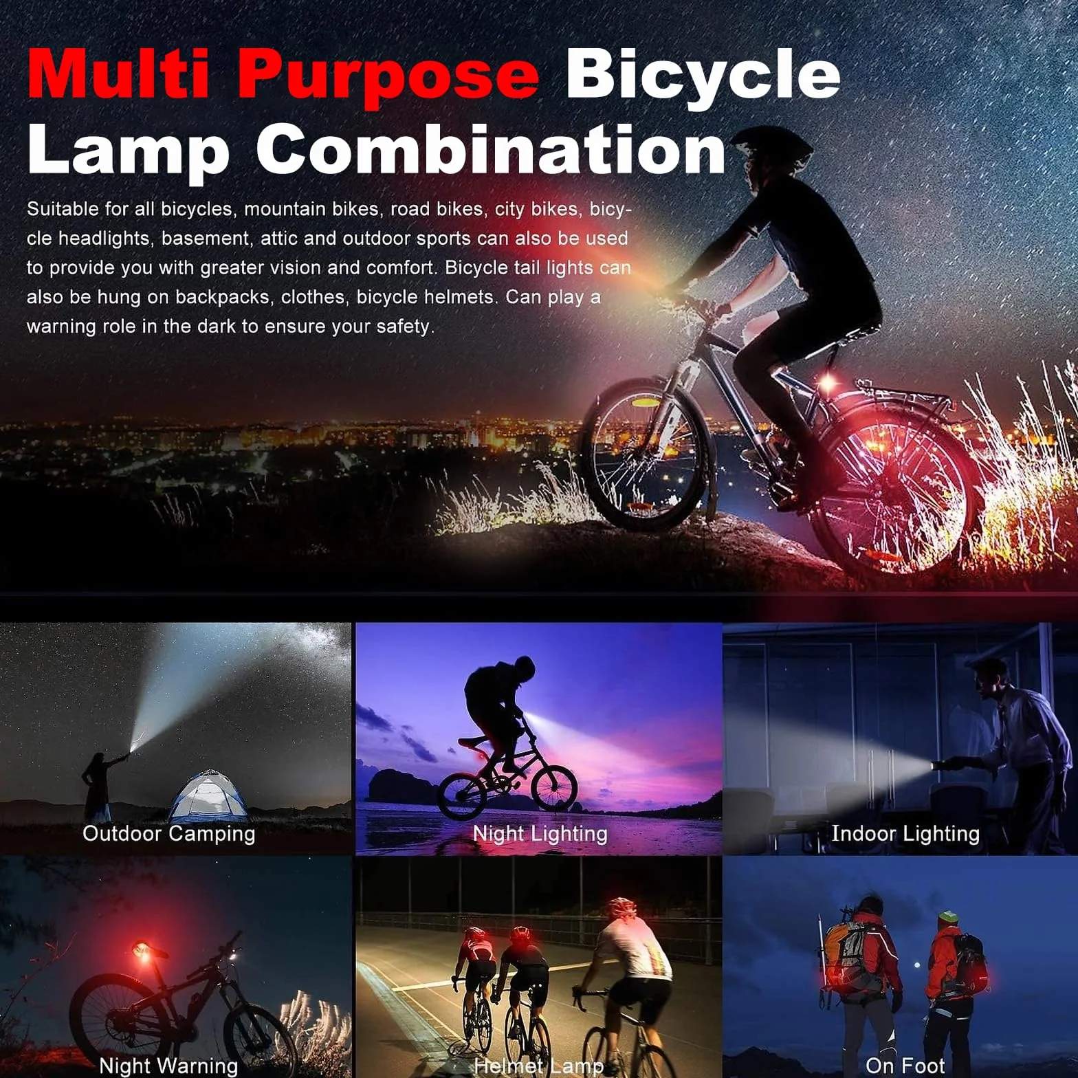 Lampe Velo LED Puissantes Super 2000 Lumens 1500mAh Autonomie Très Longue 5+4 Modes de Luminosité Eclairage Velo Rechargeable USB Étanche IP65 Kit Vélo Avant et Arrière pour Cyclysme VTT