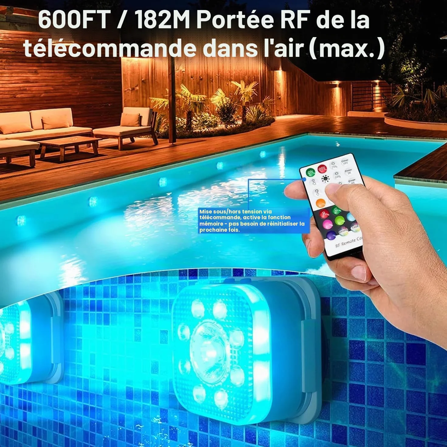 Lampes LED Submersibles Rechargeables IP68, Lot de 2, 16 Couleurs, Télécommande, Fixation Magnétique, HL Lumière
