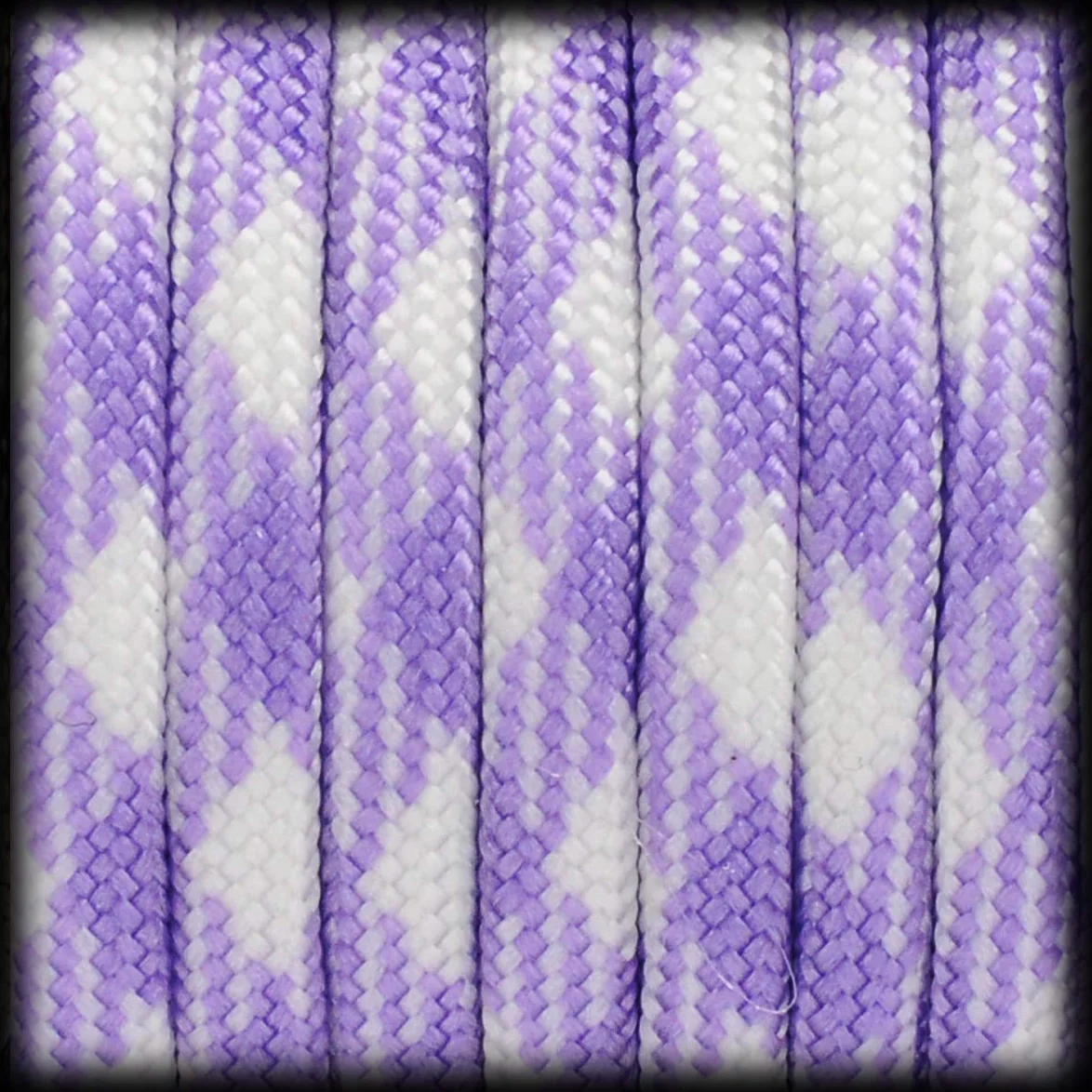 Corde Paracord 550 30m 4mm Nylon Polyester 7 brins Charge 250kg 550lbs Violet Blanc