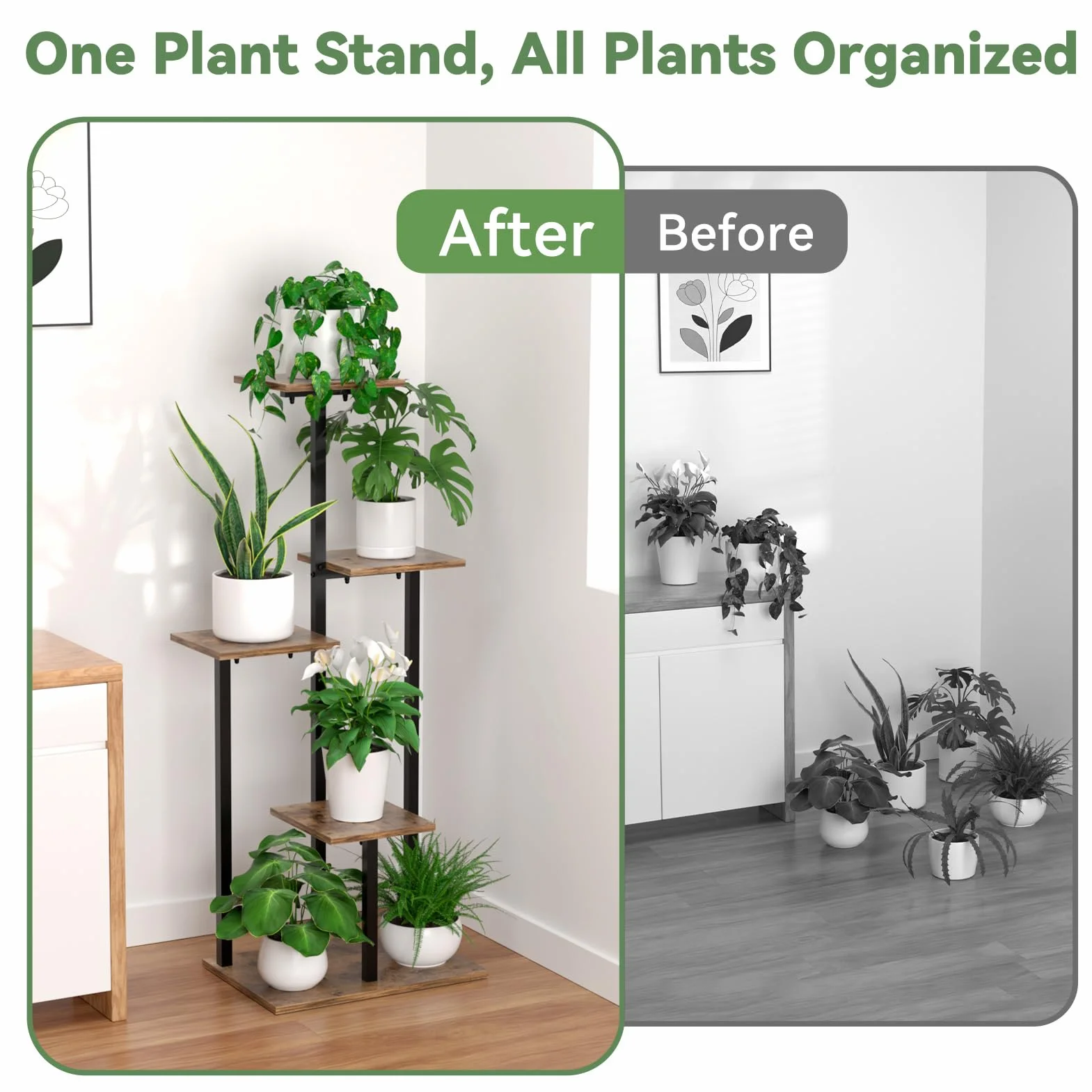 Support Plantes Intérieur 5 Étages, Porte Plante Métal Étagère Verticale pour Salon Balcon Bureau