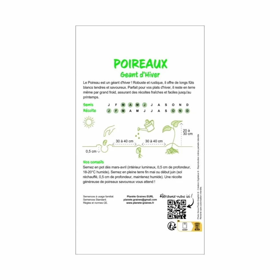Poireau Géant hiver 100 graines Variété Rustique Très Productive