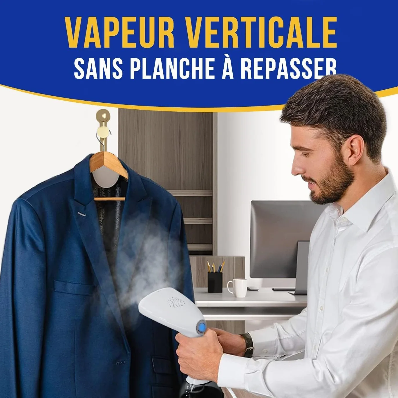 Rolipo Défroisseur Vapeur 1640W Fer à repasser portable haute puissance 400ML Blanc