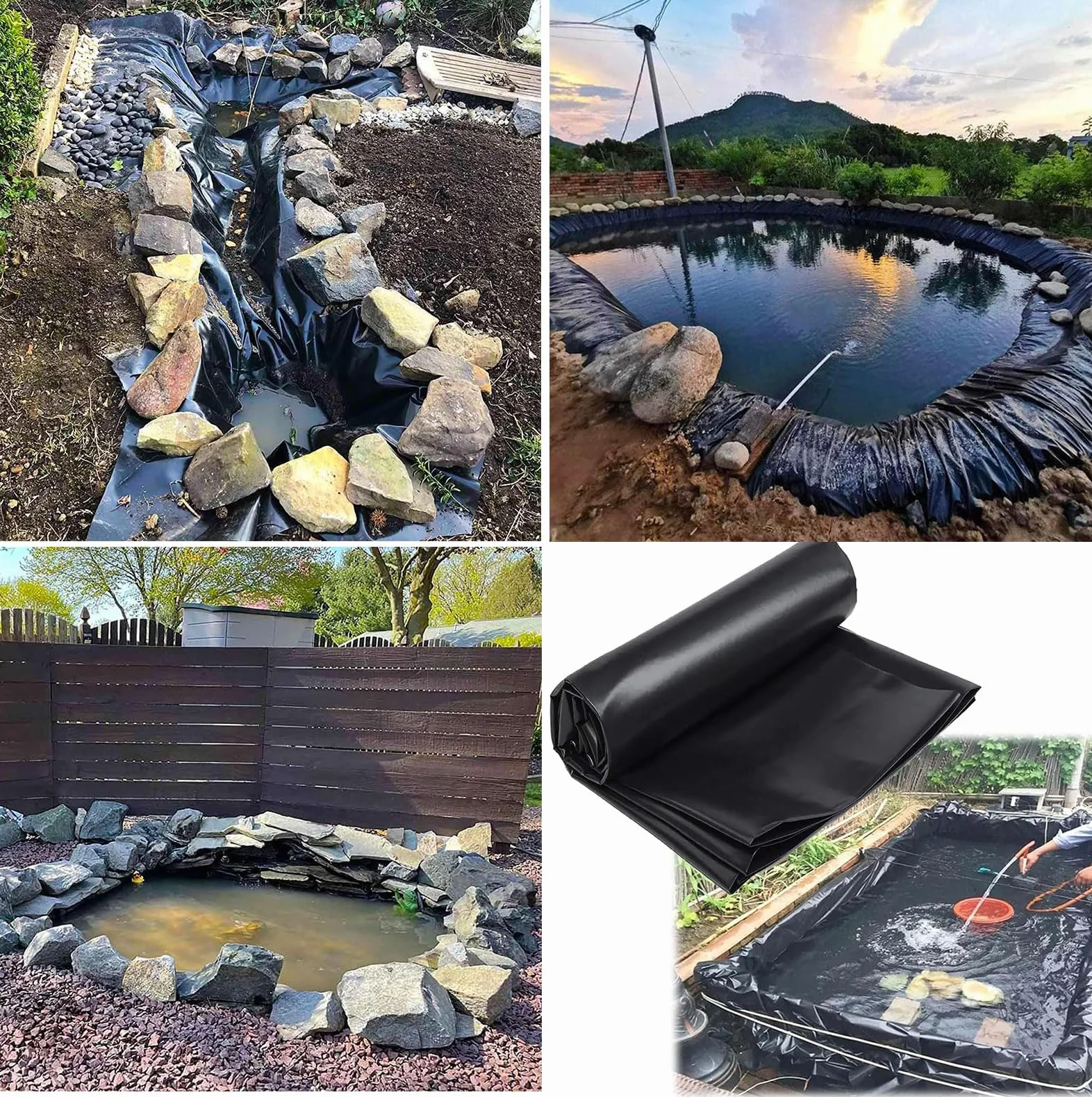 Bâche d'Étang EPDM 8x8m Liner Bassin Extérieur pour Koi et Cascades