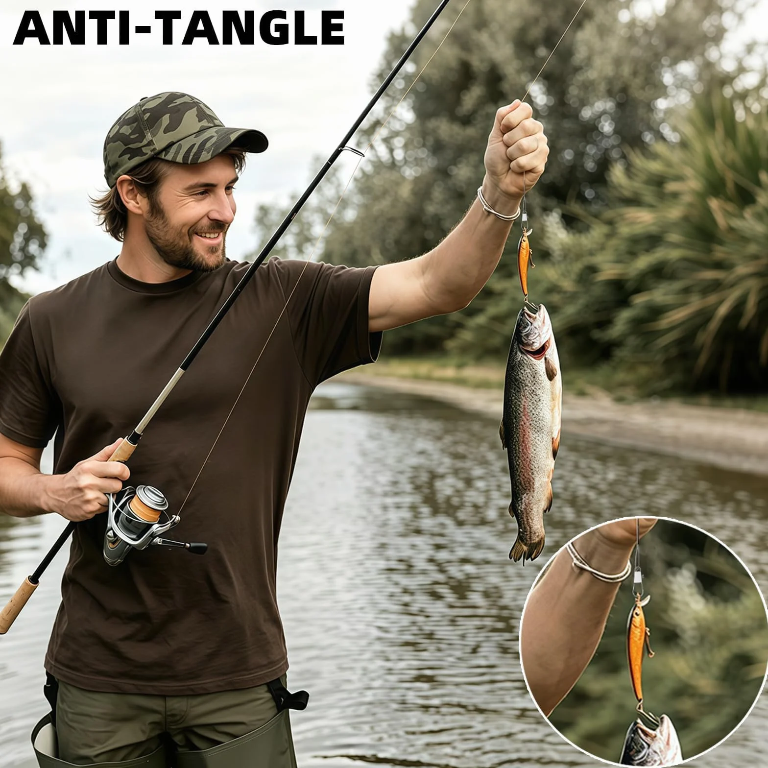 Lot de 100 bas de ligne pour brochet en acier avec émerillons et clips, bas de ligne en acier inoxydable pour la pêche au lancer, 5 tailles, bas de ligne indéchirable pour poissons prédateurs