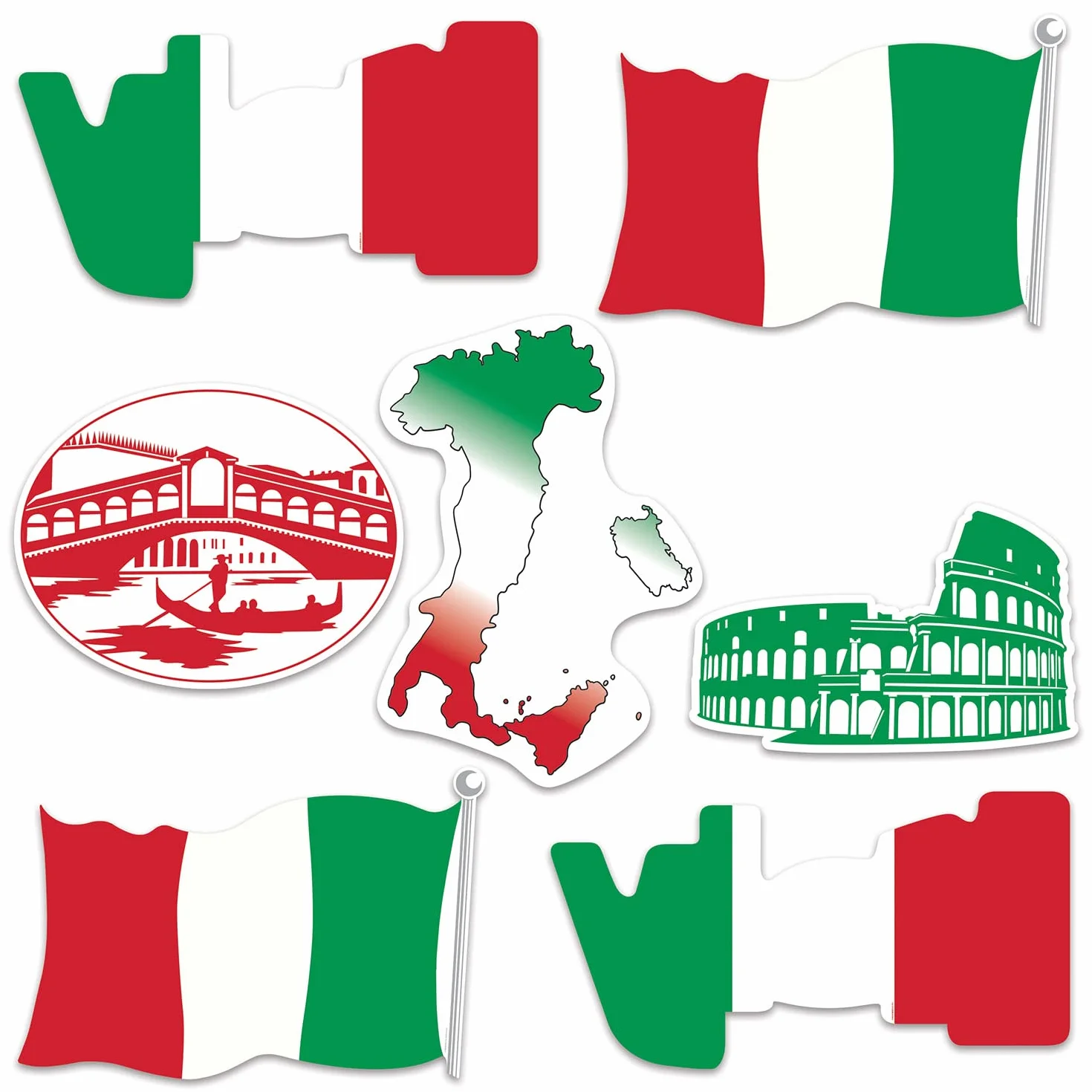 Beistle Lot de 14 Décorations Italiennes en Papier Rouge/Blanc/Vert/Noir