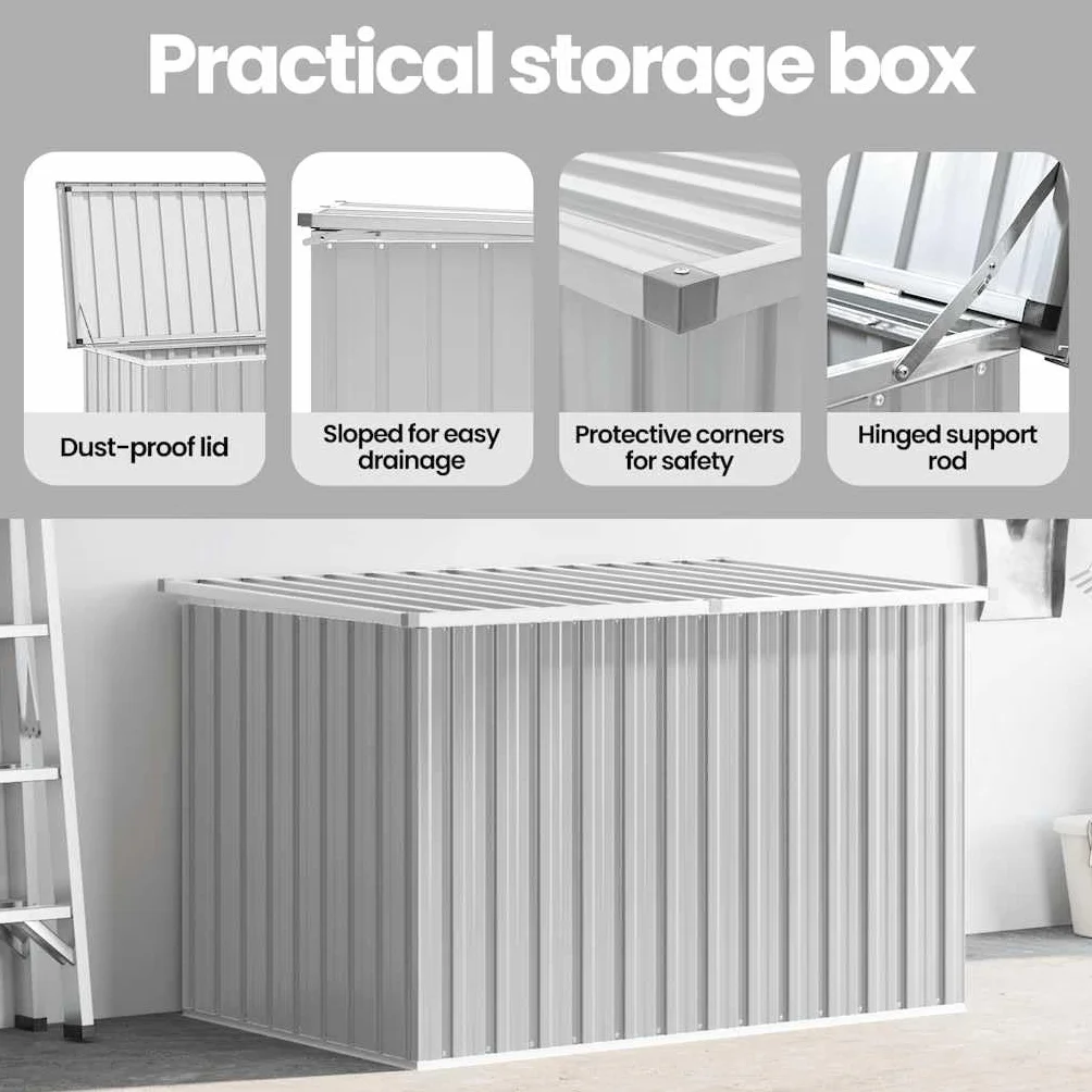 vidaXL Boîte de Rangement Jardin Coffre Stockage Extérieur Gris