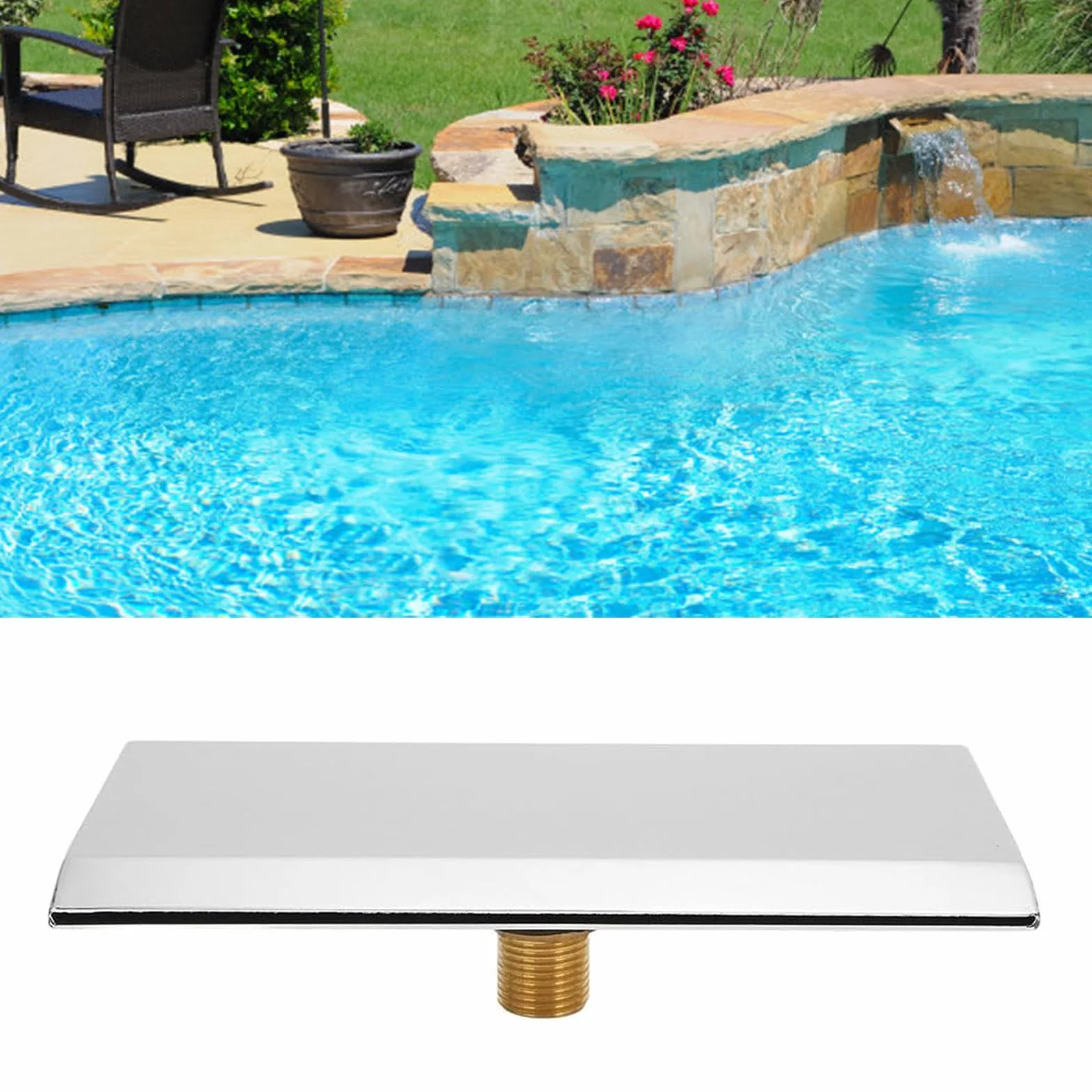 Buse de sortie cascade murale en acier inoxydable pour piscine baignoire