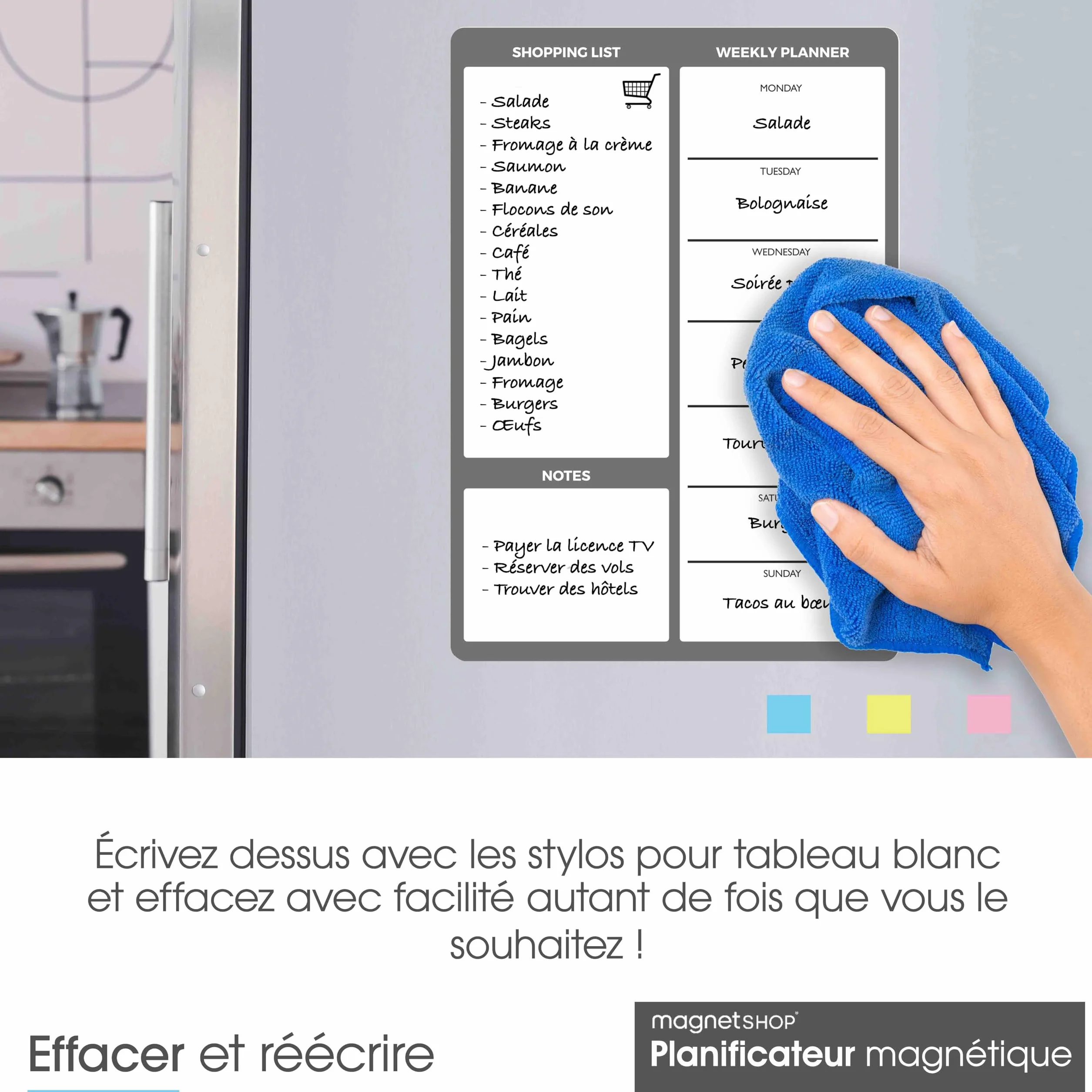 The Magnet Shop TMS A4 Planificateur de repas hebdomadaire magnétique pour réfrigérateur 30 x 21 cm