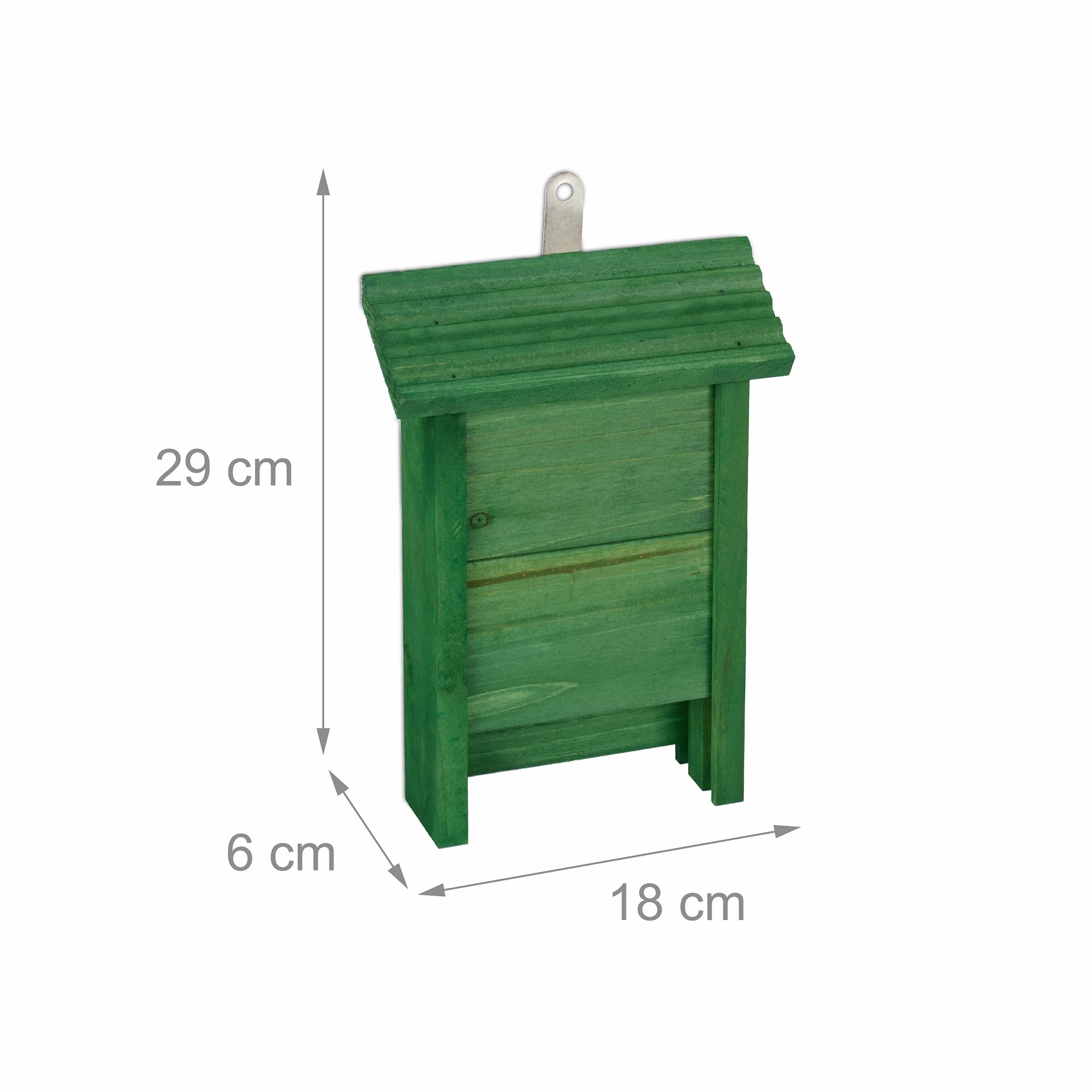 Relaxdays Abri à Chauves-Souris, Nichoir Bois 29x18x6 cm Vert